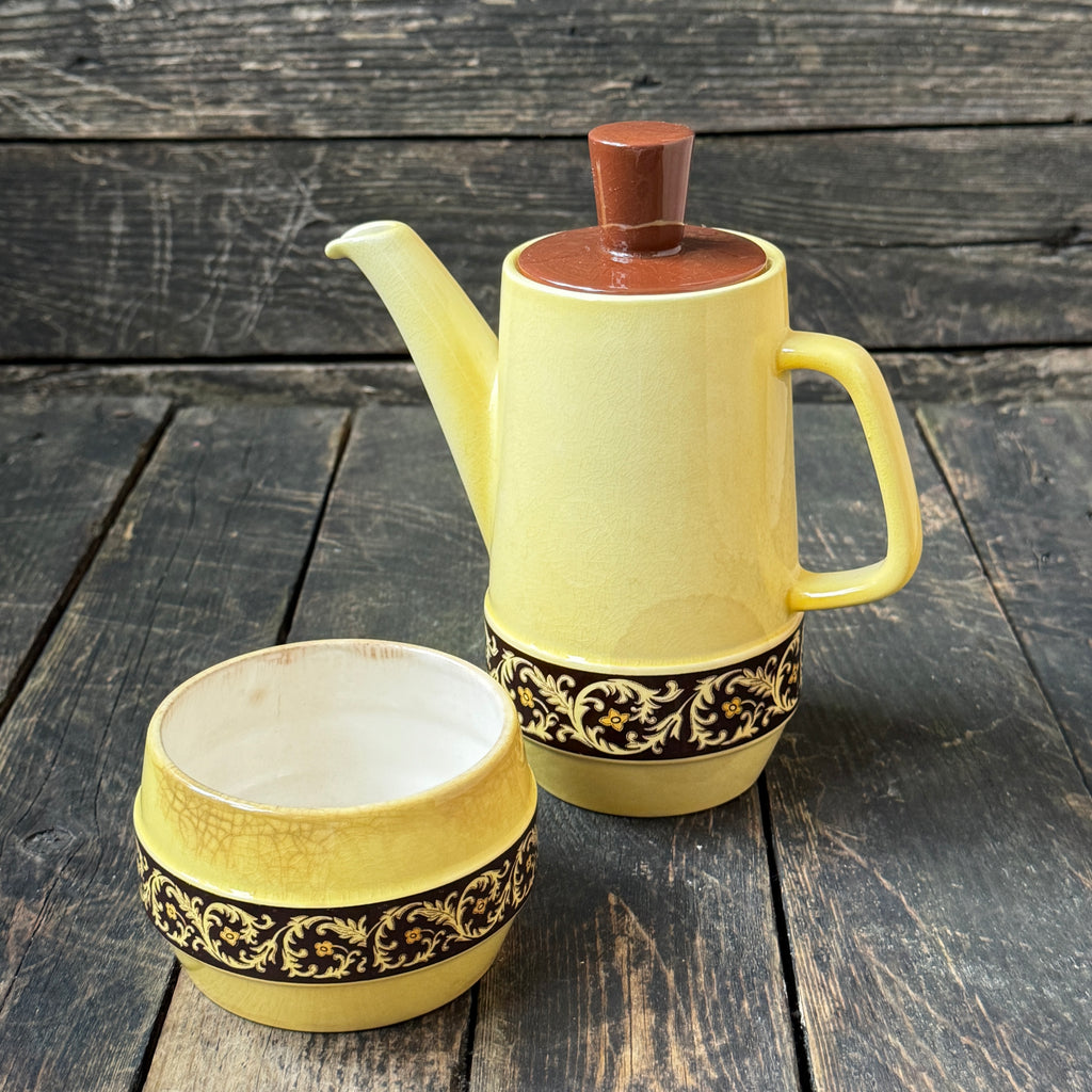 Mid-Century Carlton Ware Ceramic Coffee Pot & Sugar Bowl Set