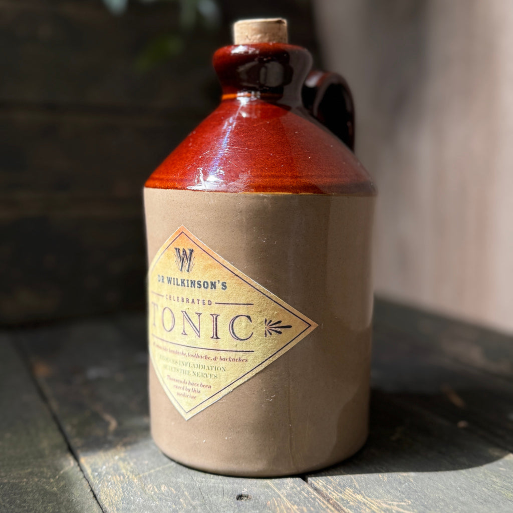 Handmade stoneware bottle with Dr Wilkinson’s Celebrated Tonic label