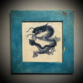 Hand-Painted cracked glaze tile from Hunan, China, in frame