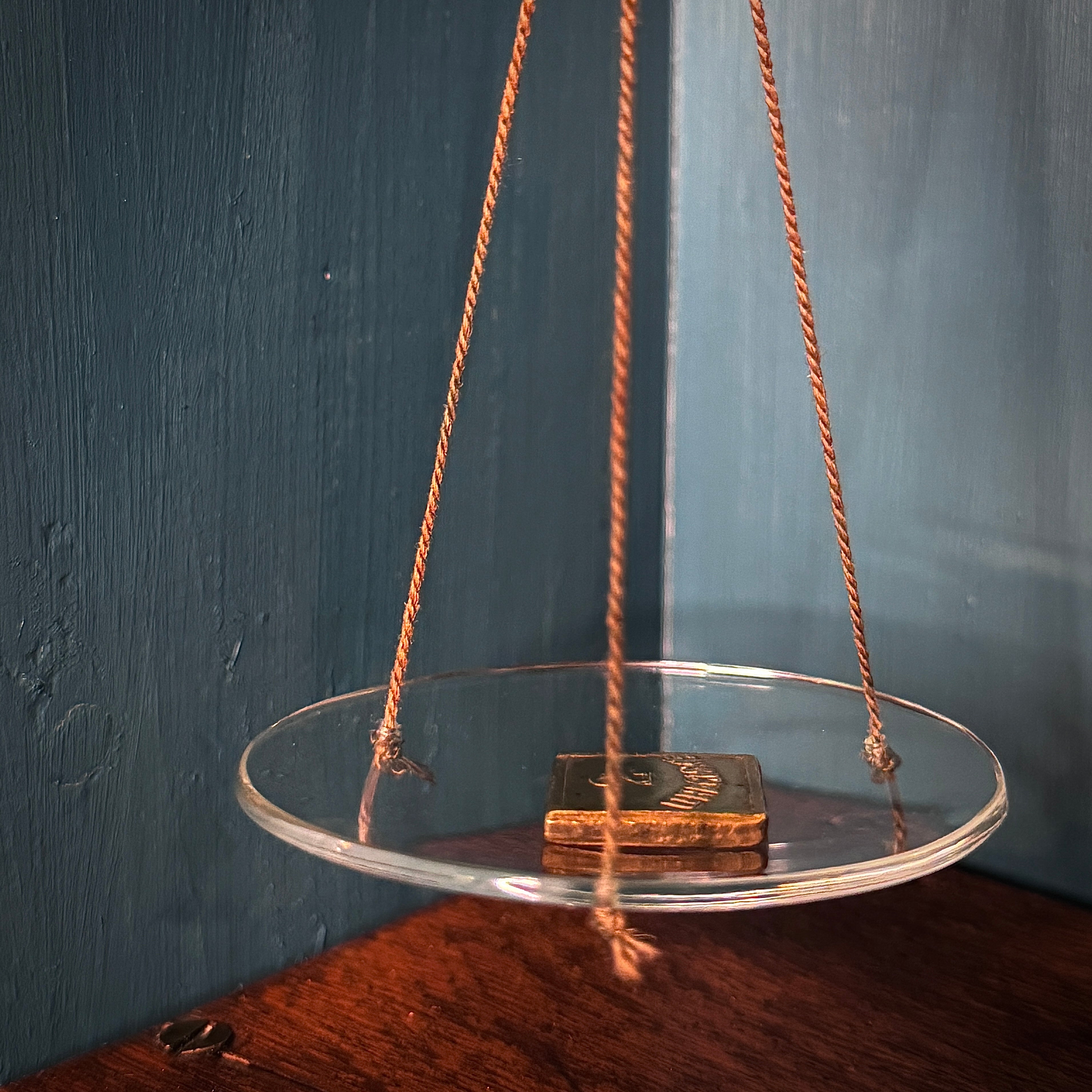 Set of antique apothecary scales in glass-fronted wooden case