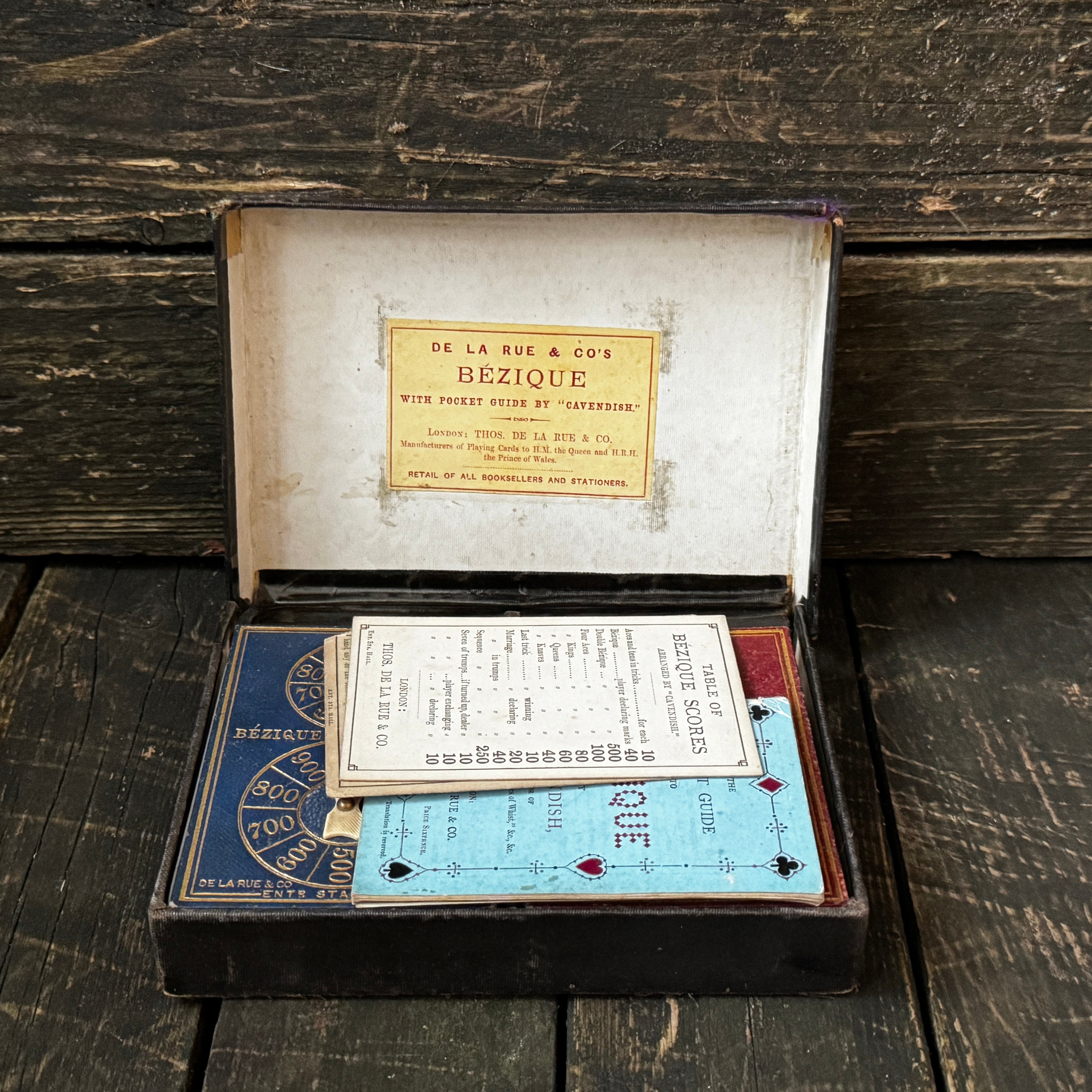 Mid-nineteenth century (1860s) edition of the popular card game Bezique, in original box with instructions etc