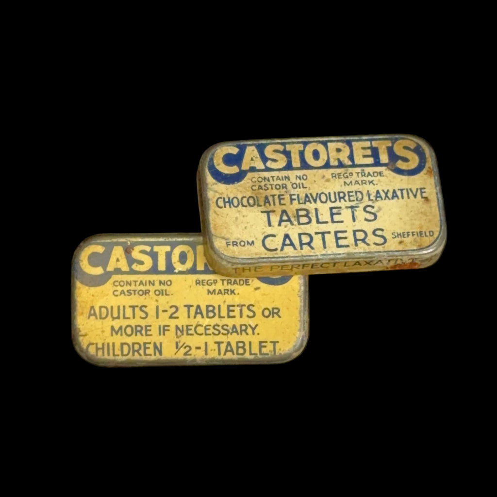 1920s tin, for Castorets chocolate flavoured laxative tablets
