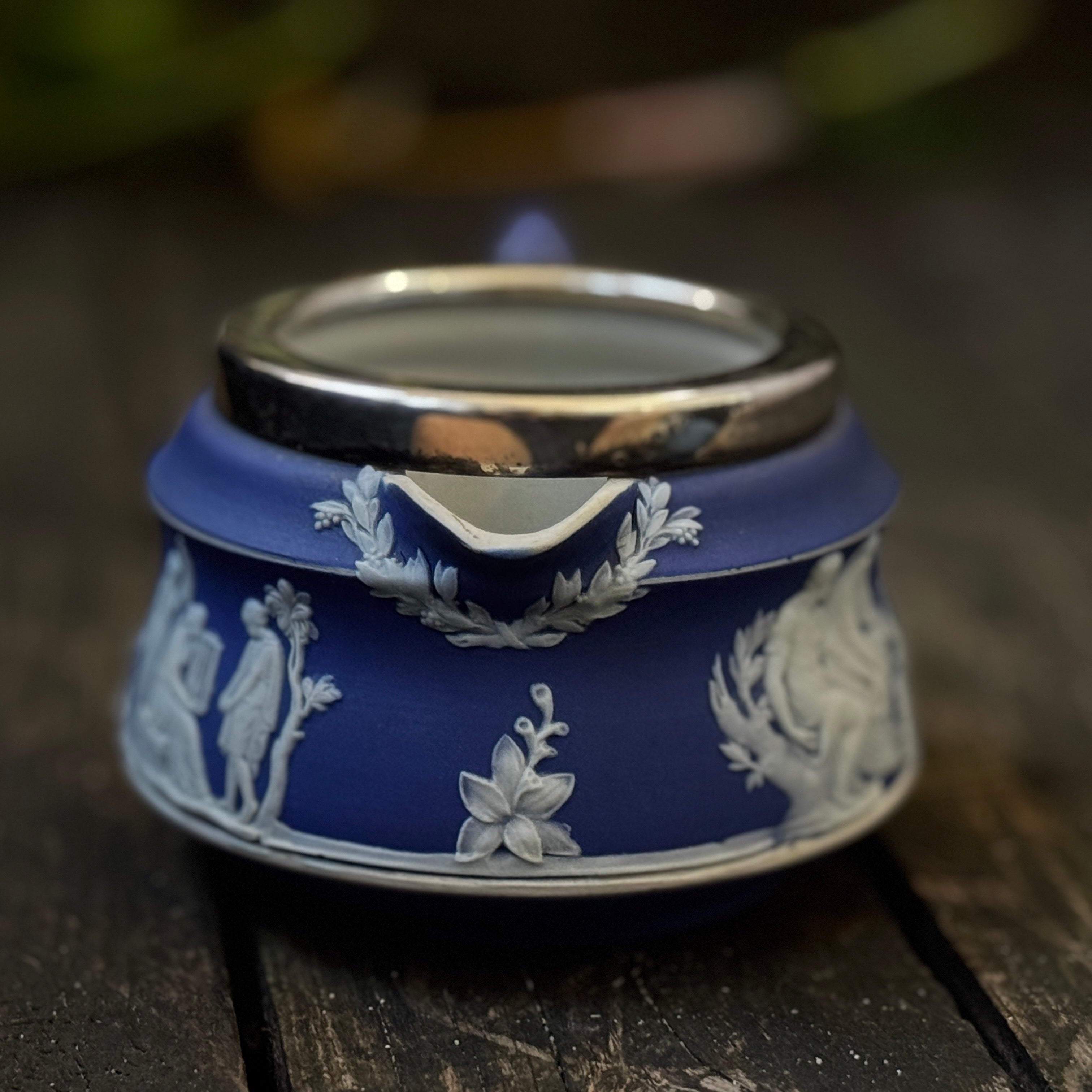 Beautiful late 19th century Wedgewood Jasperware cream jug with silver plated rim