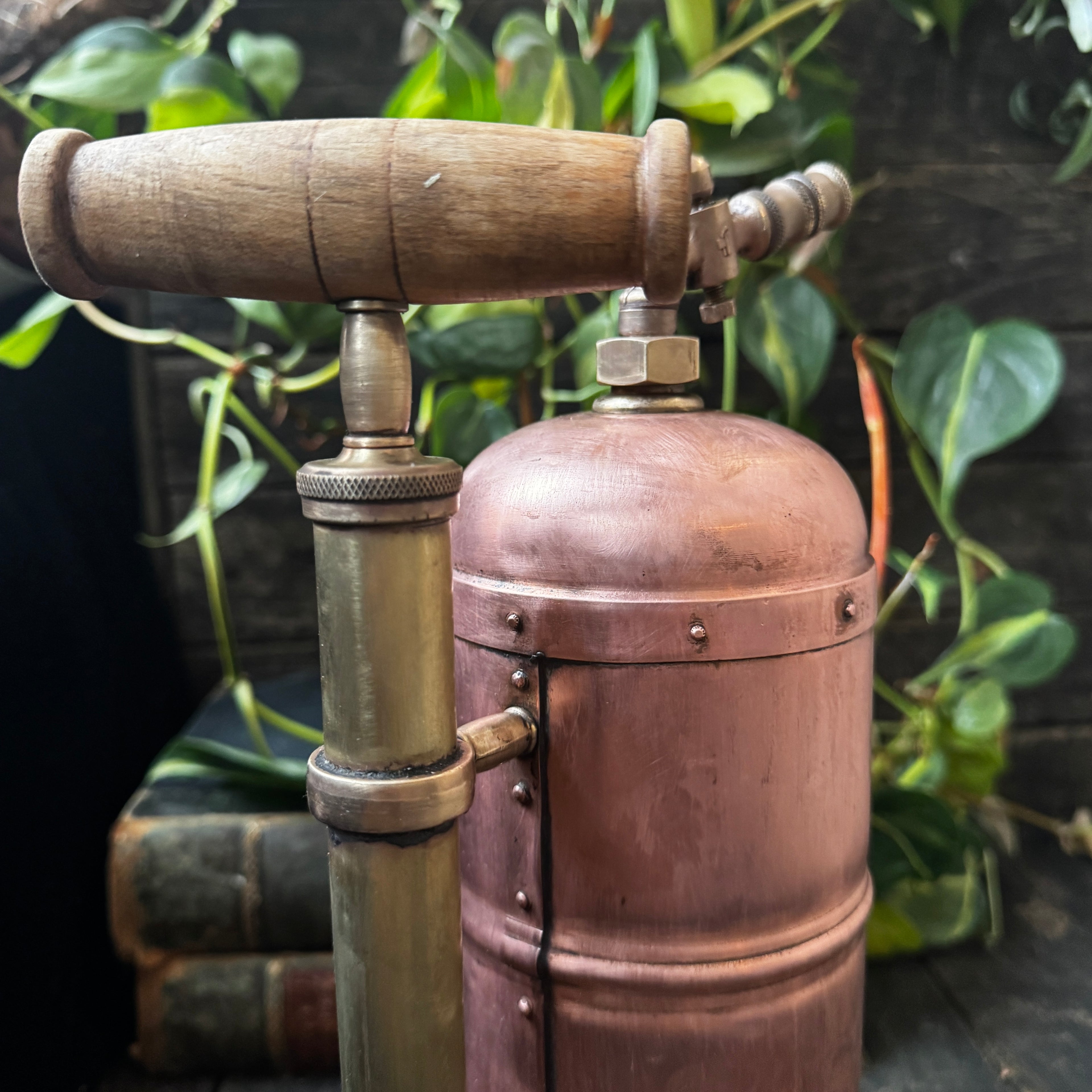 Beautiful 1930s French Muratori Hand Pump Garden Sprayer in Copper and Brass