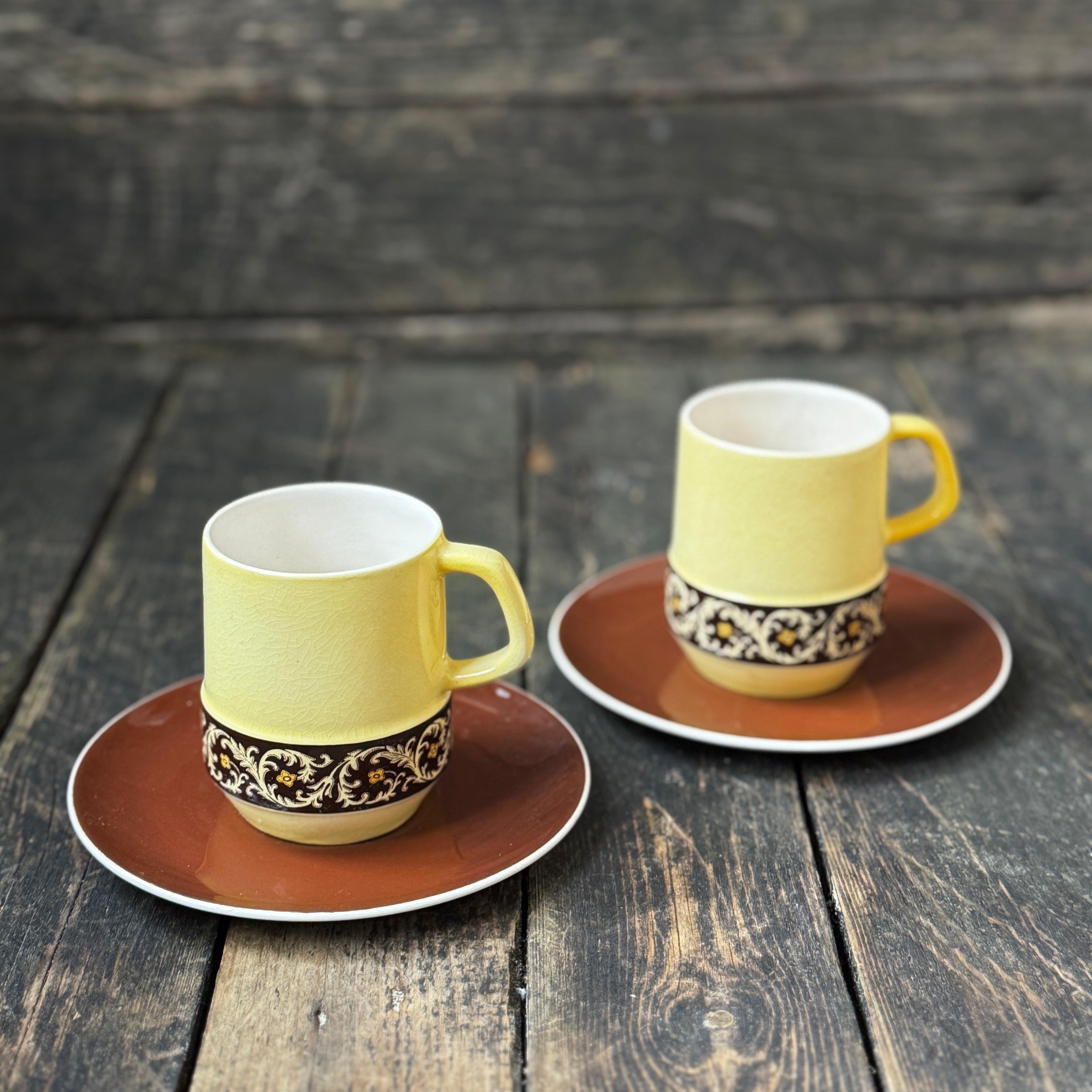 Set of two mid-century coffee cups & saucers
