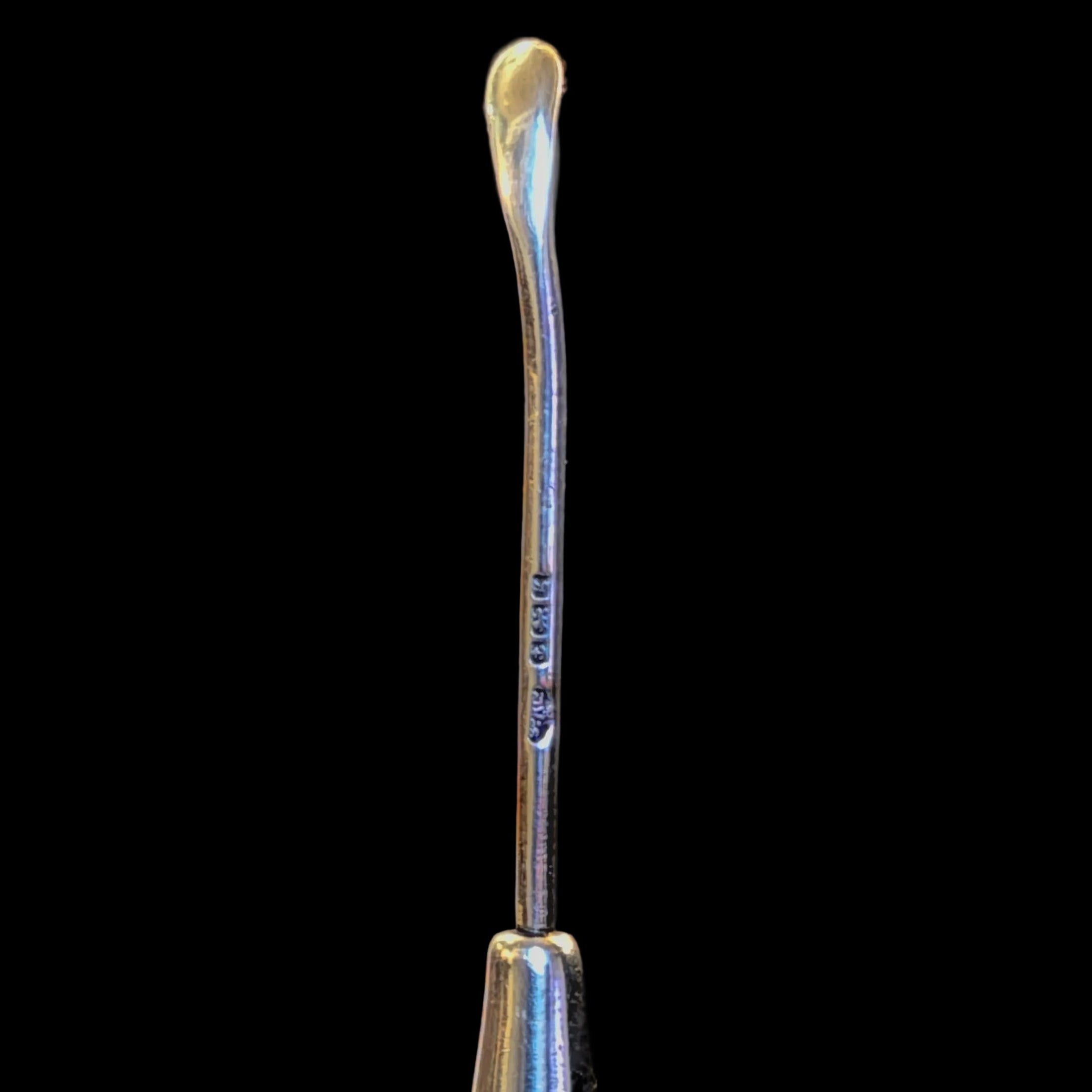Solid silver Edwardian devil’s head cayenne / laudanum spoon