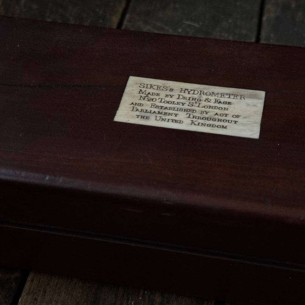 Early 1800s Sikes’ Hydrometer in Wooden and Bone Case