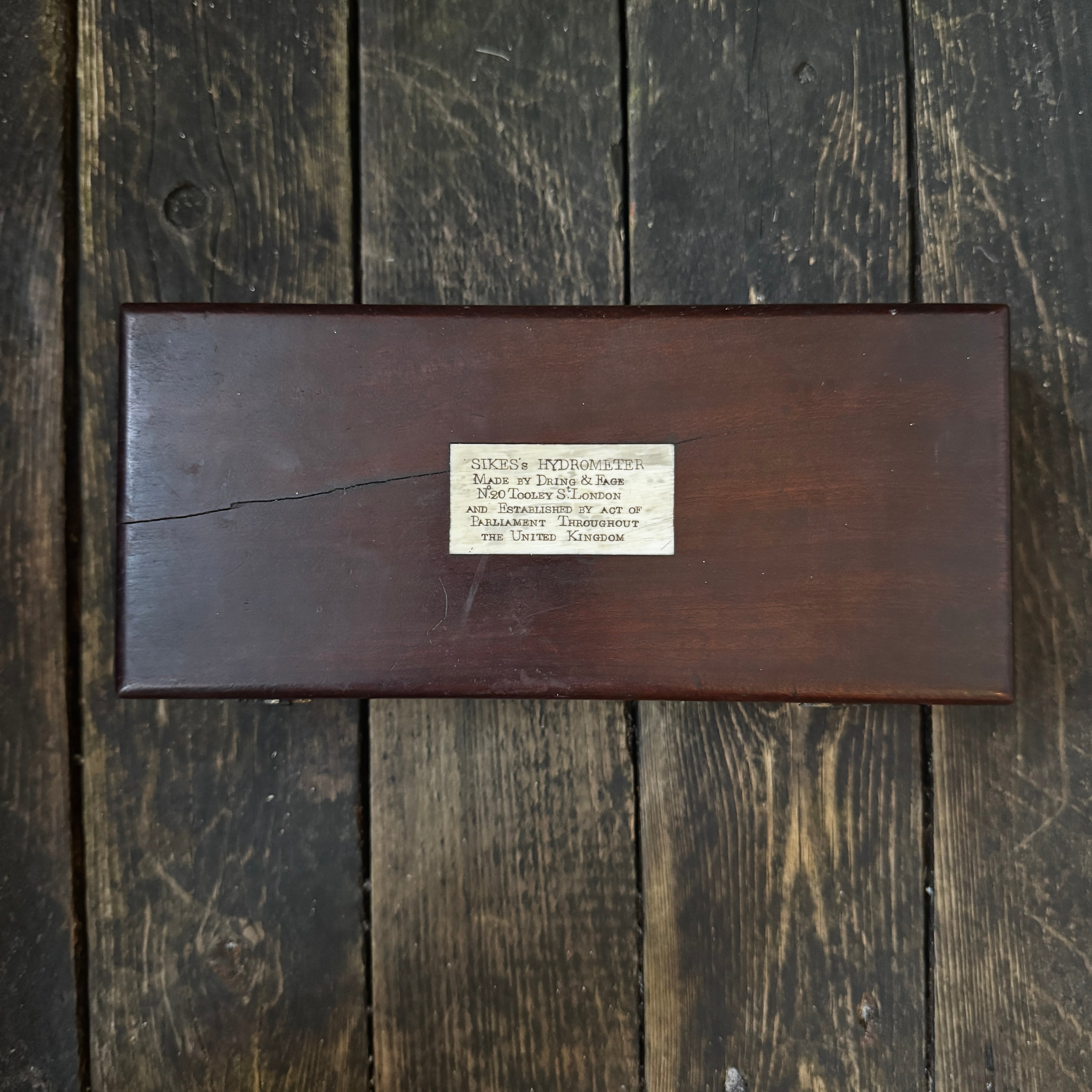 Early 1800s Sikes’ Hydrometer in Wooden and Bone Case