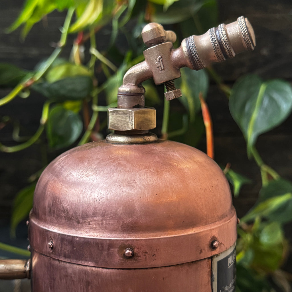 Beautiful 1930s French Muratori Hand Pump Garden Sprayer in Copper and Brass