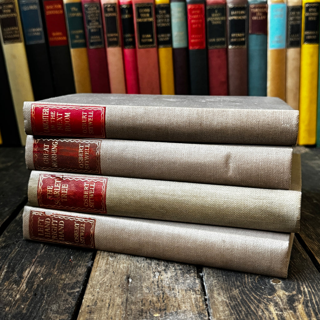 Osbert Sitwell’s complete autobiography, four volume hardcover set, praised by Orwell