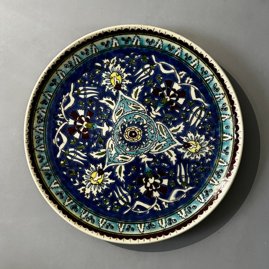 Large Decorative Turkish Hand-Painted Glazed Wall Plate