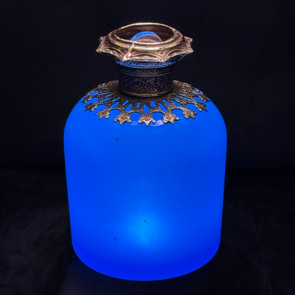 Matching pair of Napoleon III opaline Grand Tour scent bottles