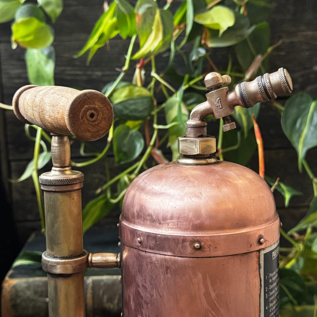 Beautiful 1930s French Muratori Hand Pump Garden Sprayer in Copper and Brass