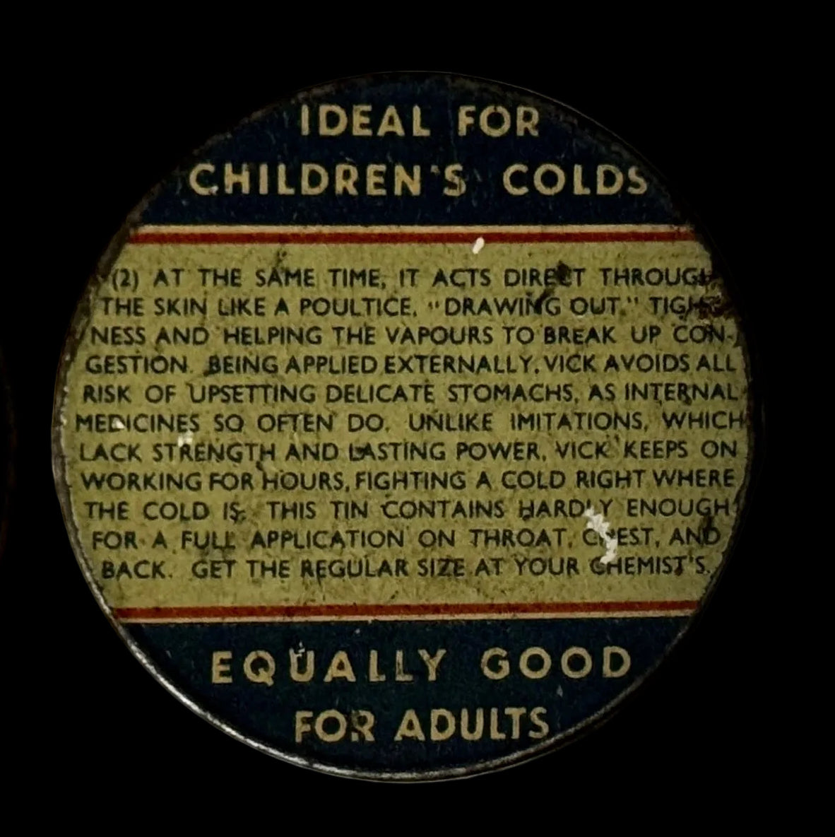 Very rare early Vick's sample tin
