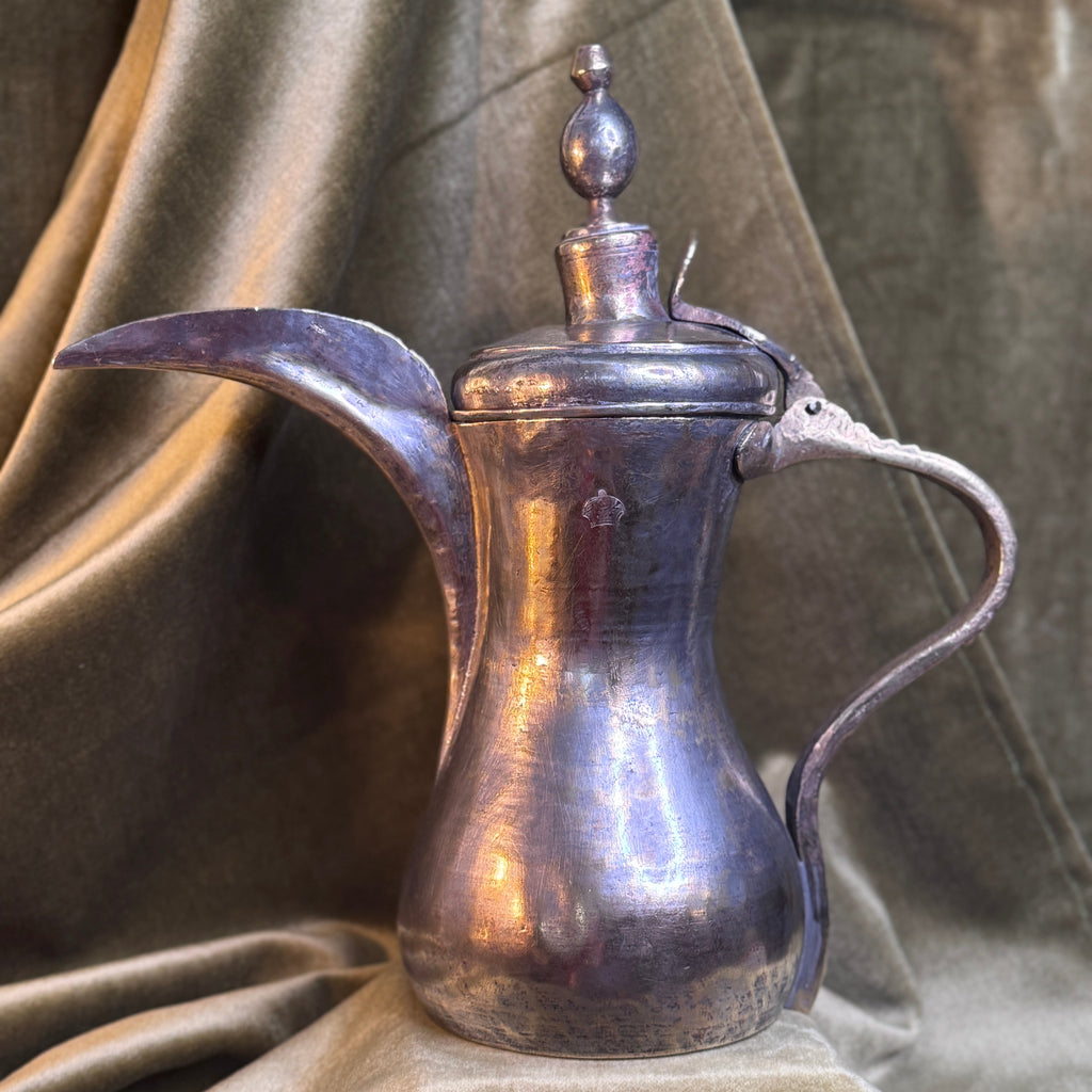 Handmade silver-plated Syrian Bedouin dallah of late 18th century