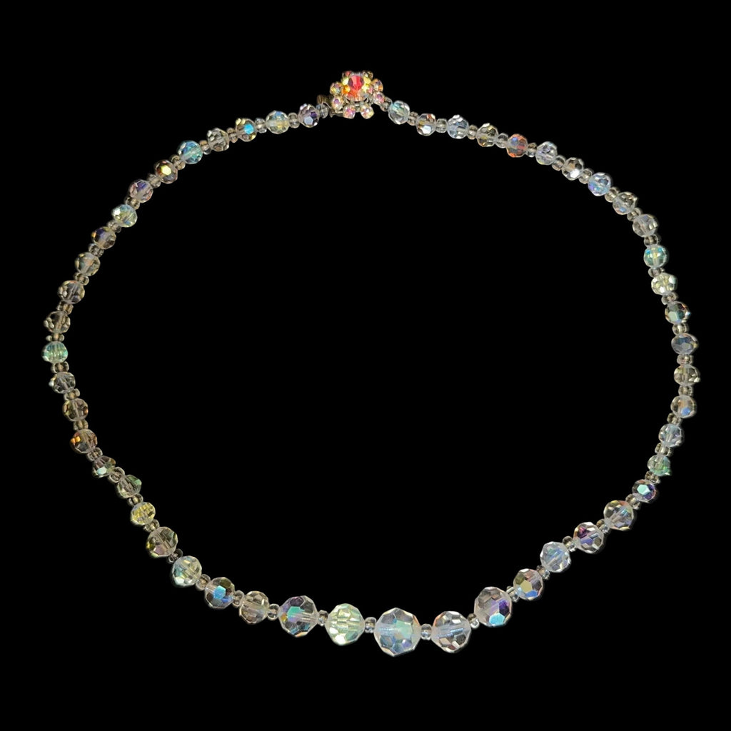 1950s Aurora Borealis single strand glass crystal necklace