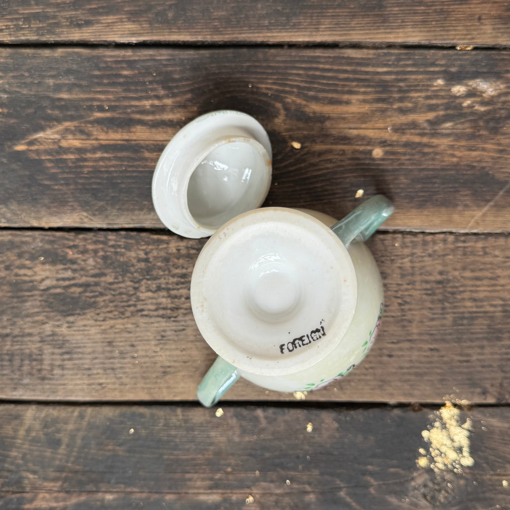 Delicate Hand-Painted Japanese Eggshell Ware Tea Set For Two