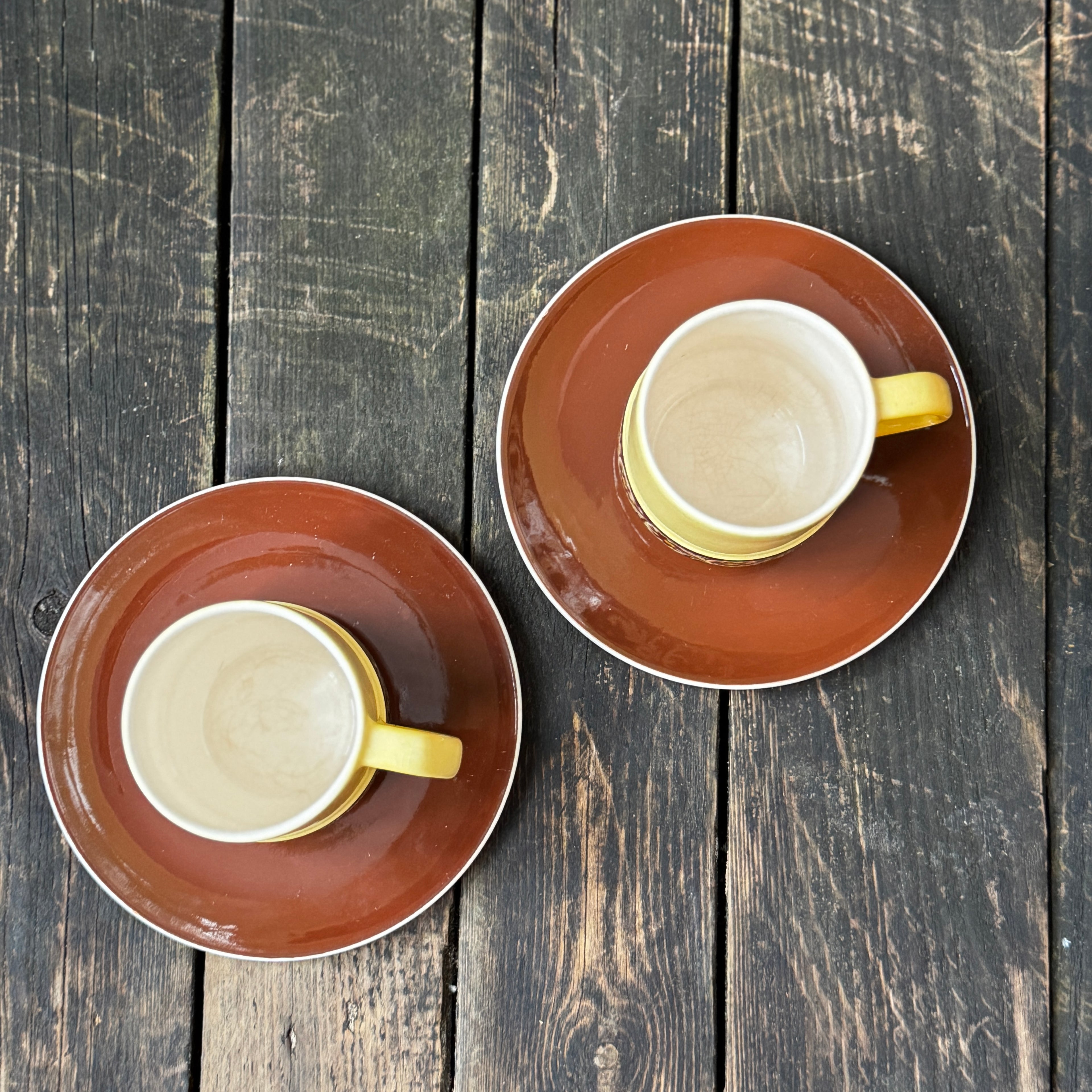 Set of two mid-century coffee cups & saucers