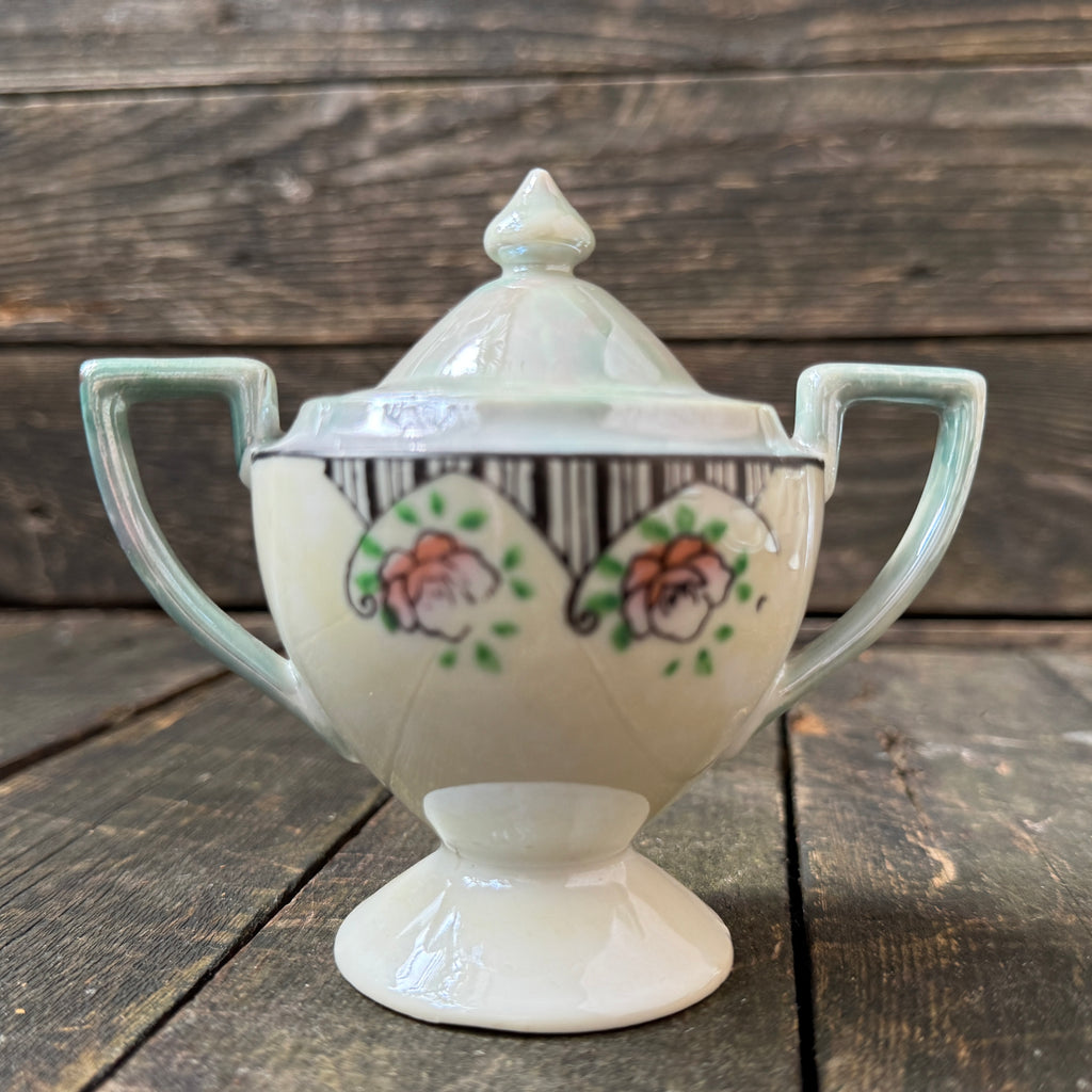 Delicate Hand-Painted Japanese Eggshell Ware Tea Set For Two