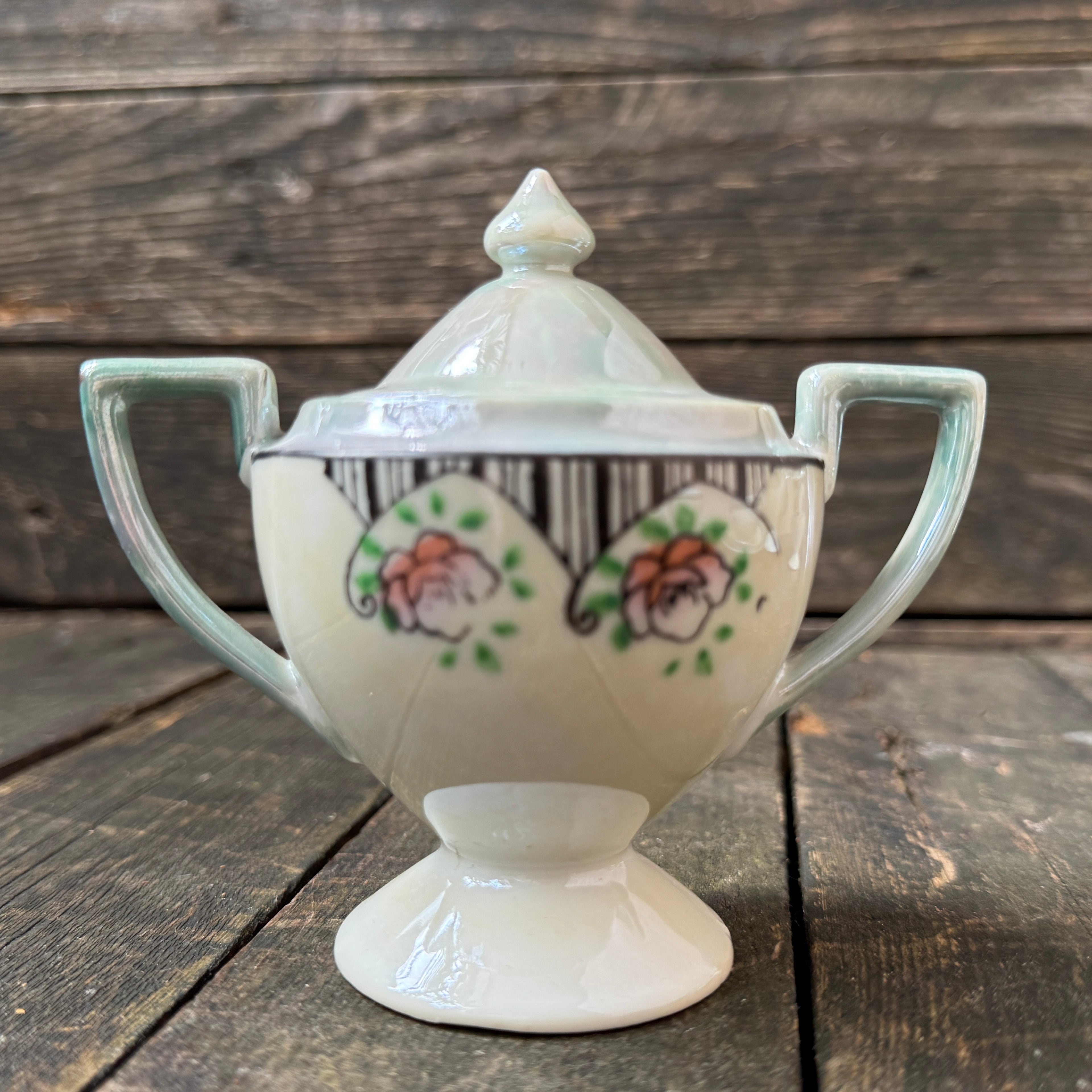 Delicate Hand-Painted Japanese Eggshell Ware Tea Set For Two