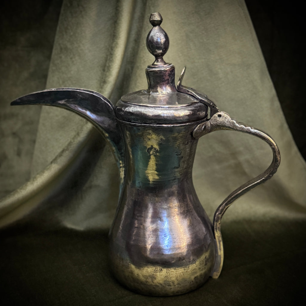 Handmade silver-plated Syrian Bedouin dallah of late 18th century