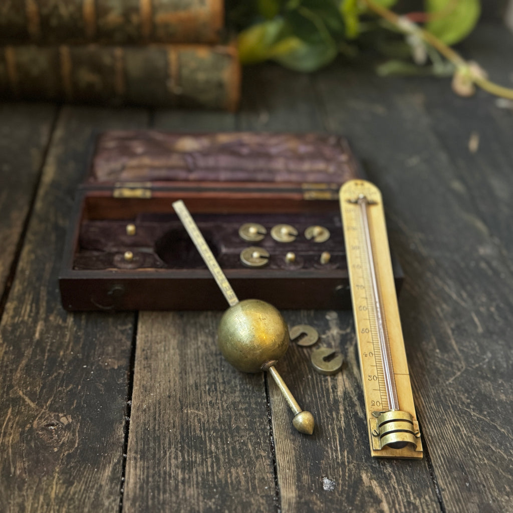 Early 1800s Sikes’ Hydrometer in Wooden and Bone Case