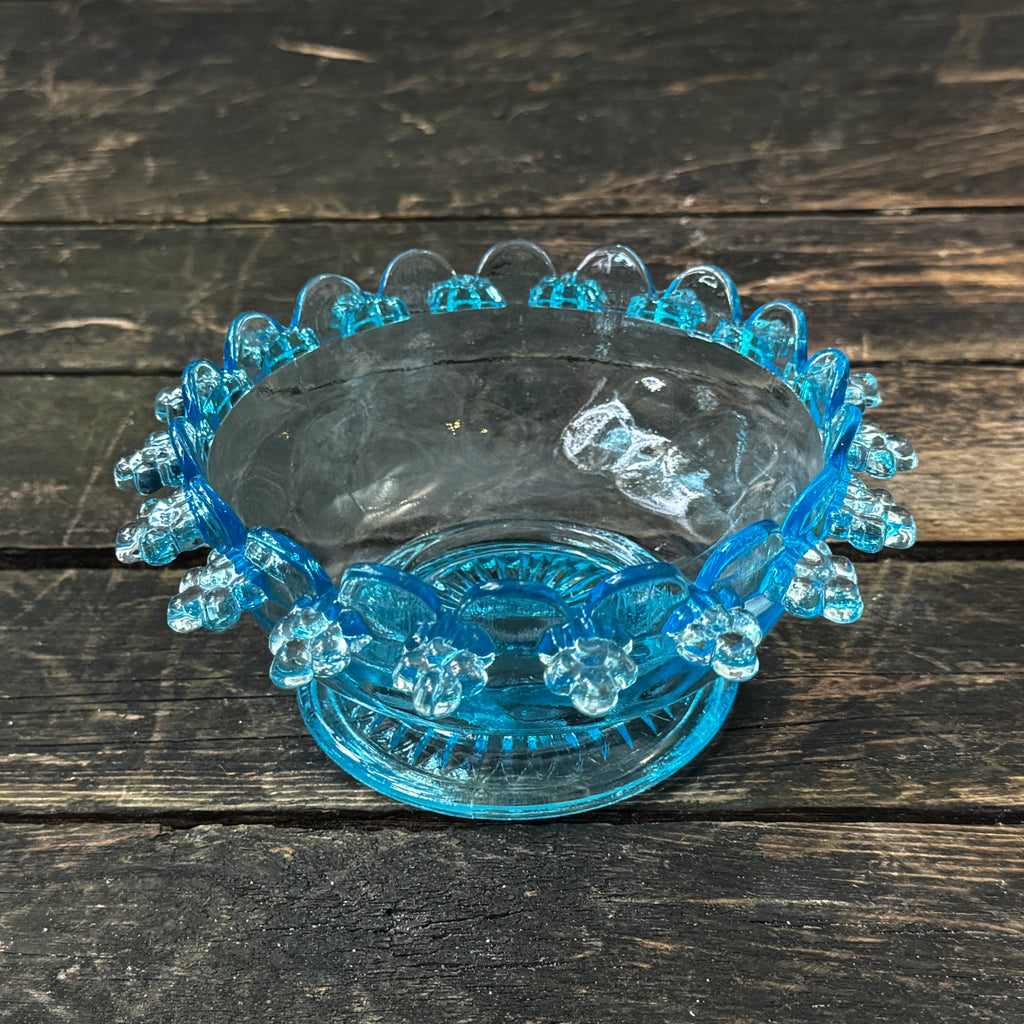 1930s or 1940s pressed glass sweet or trinket bowl in gorgeous pale blue