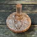 Heavy Lidded Trinket Box, Peach Pressed Glass c.1930s