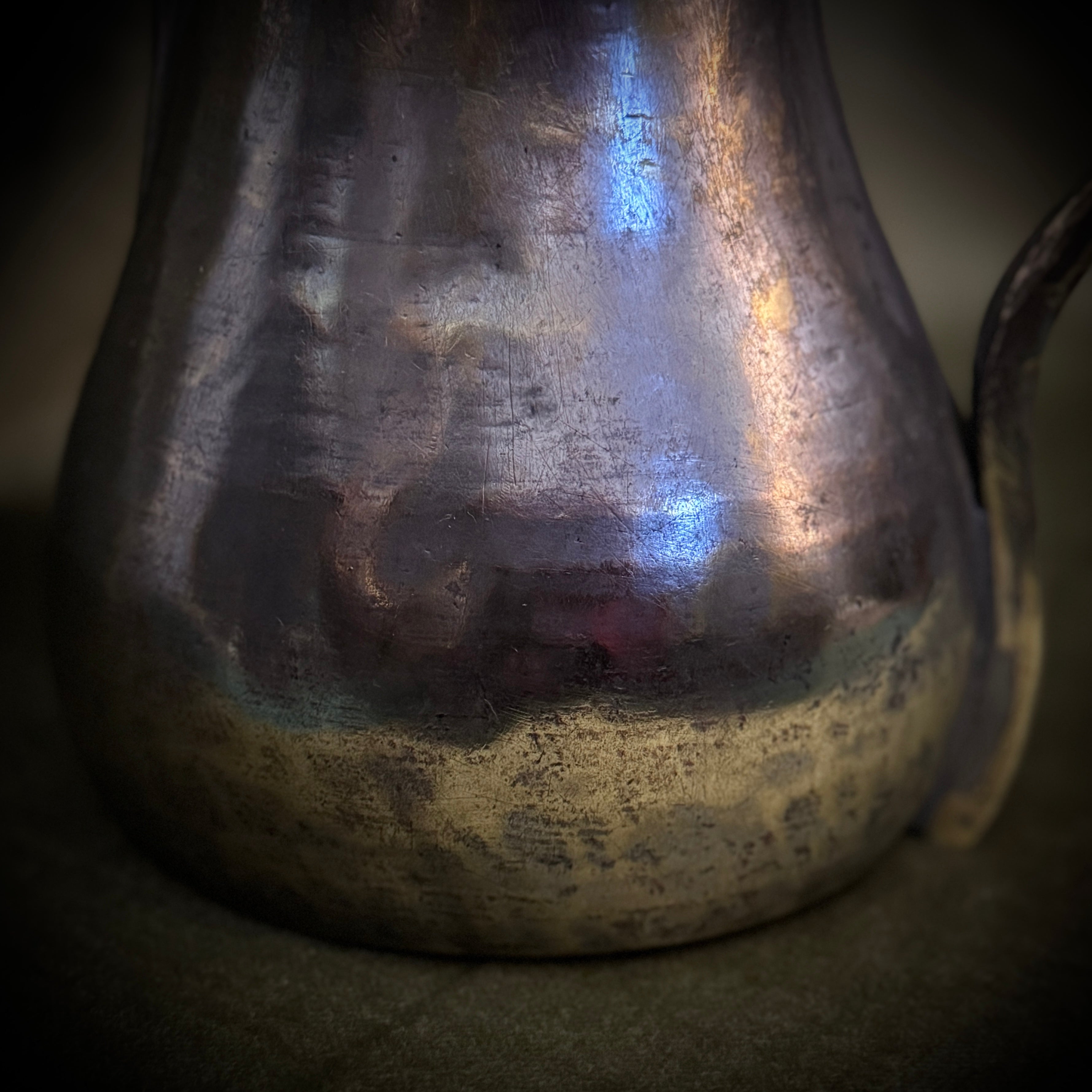 Handmade silver-plated Syrian Bedouin dallah of late 18th century