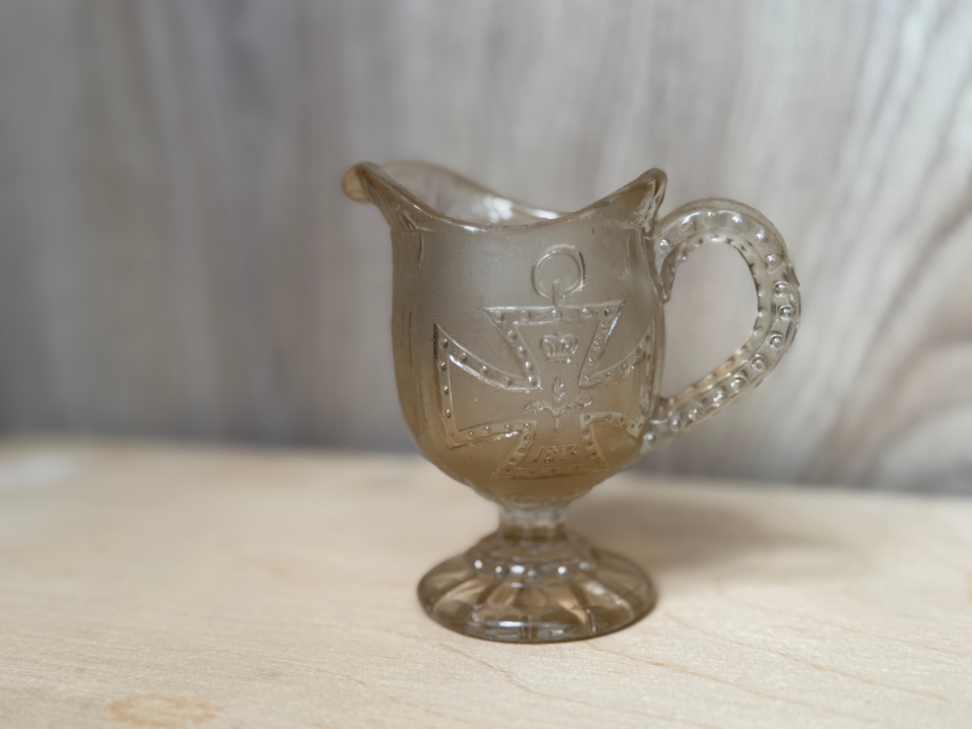 Franco-Prussian War era 1870 pressed glass cream jug for Wilhelm I