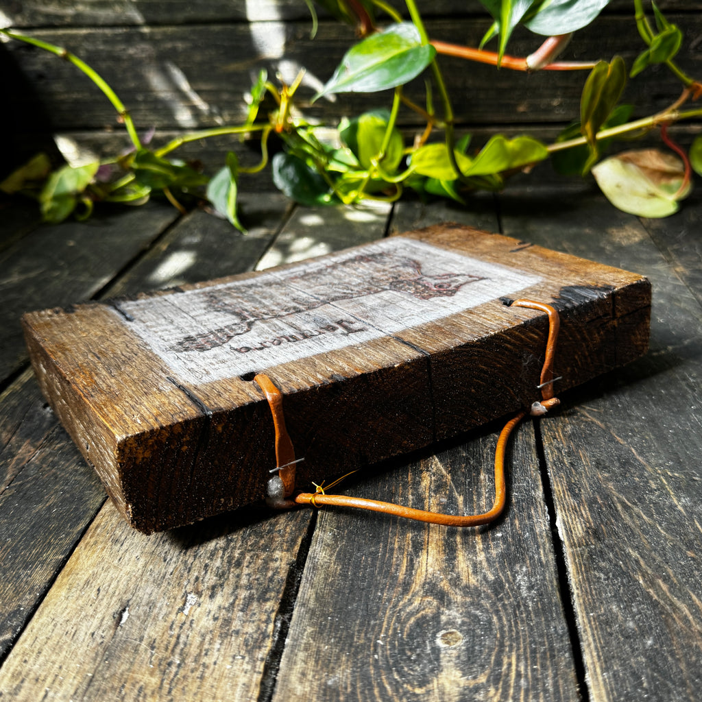 Witch’s Familiar ‘Jarmara’, Handmade, Reclaimed Wood, Woodcut Wall Hanging