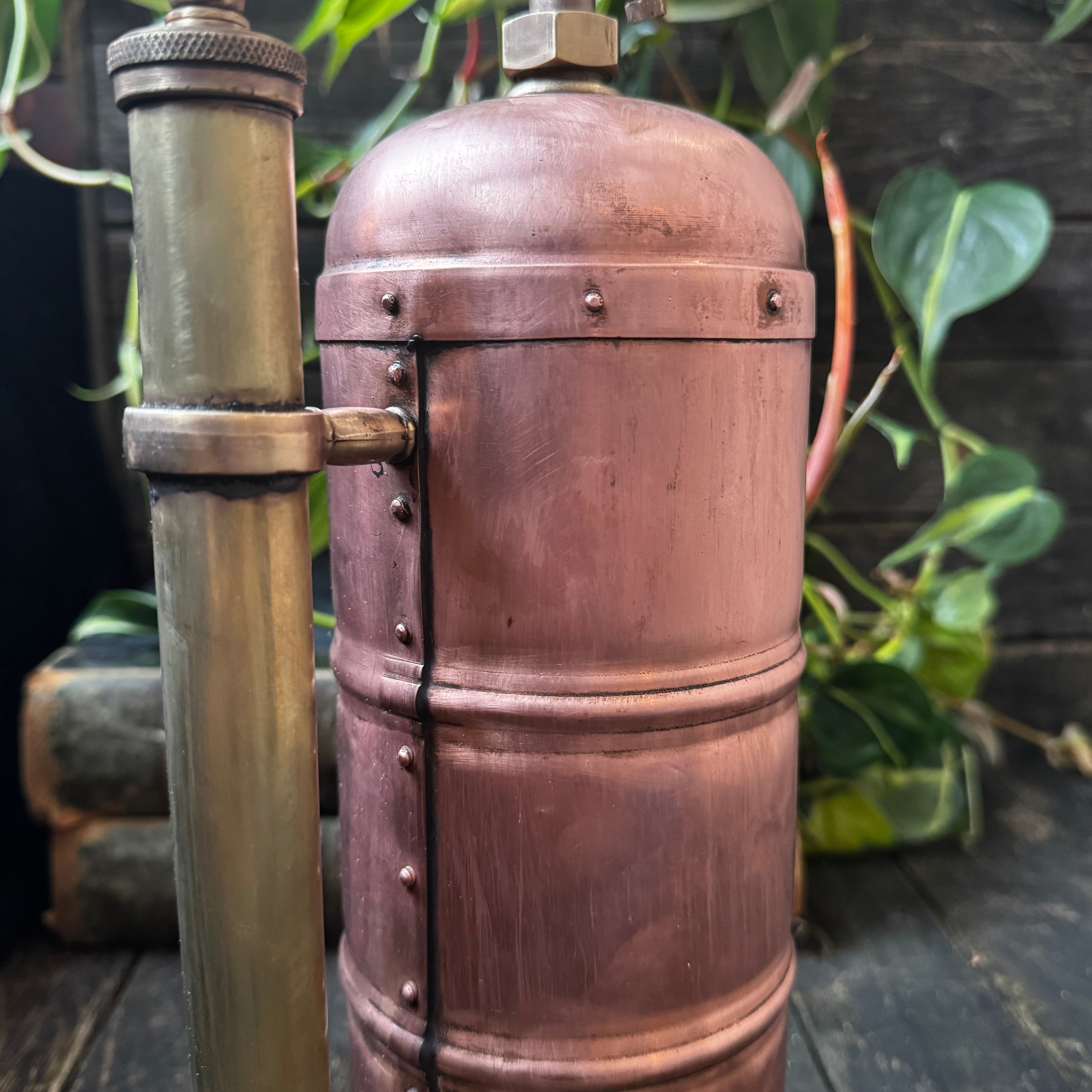 Beautiful 1930s French Muratori Hand Pump Garden Sprayer in Copper and Brass