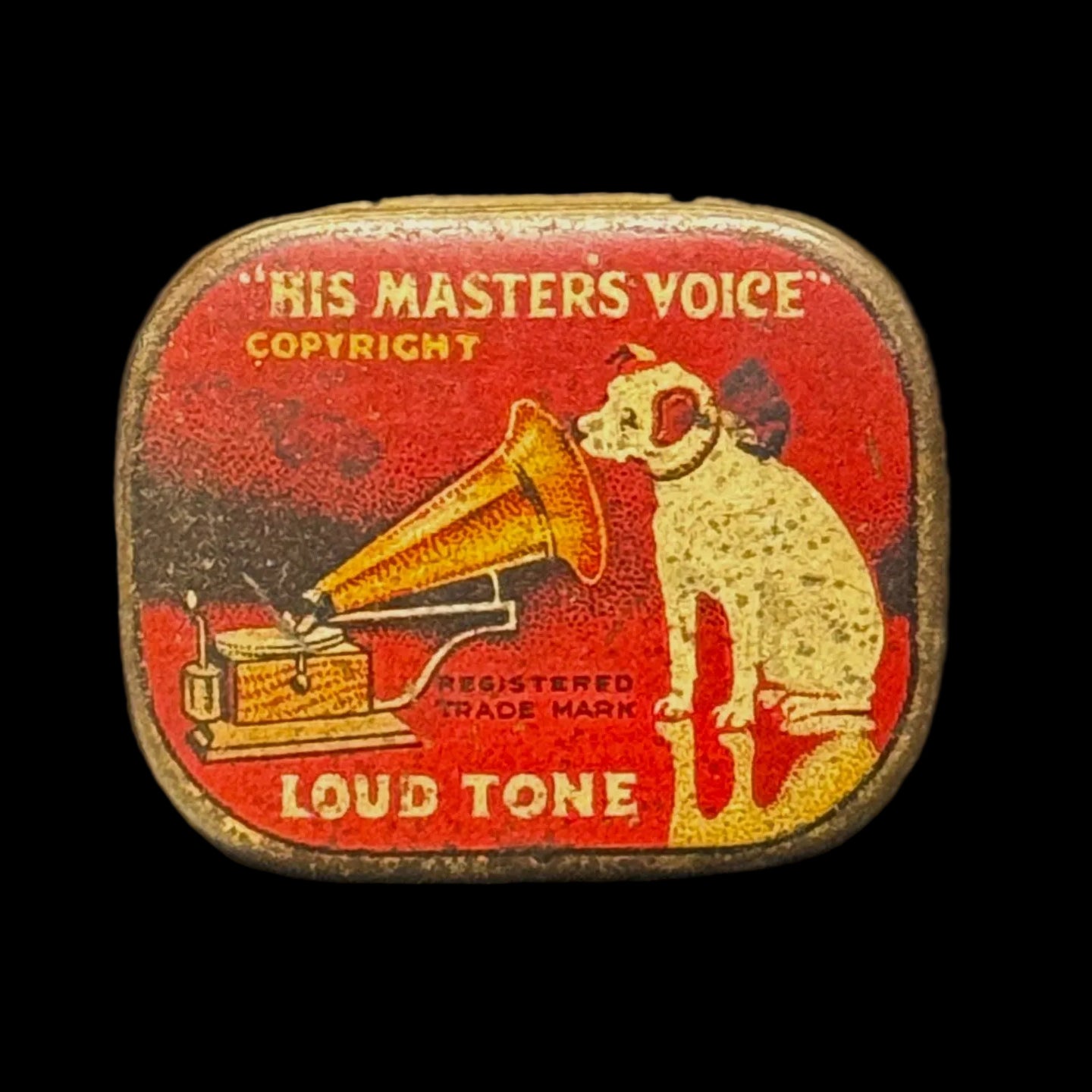 Iconic, collectible early 20th century 'His Master's Voice' tin of gramophone needles (loud tone)