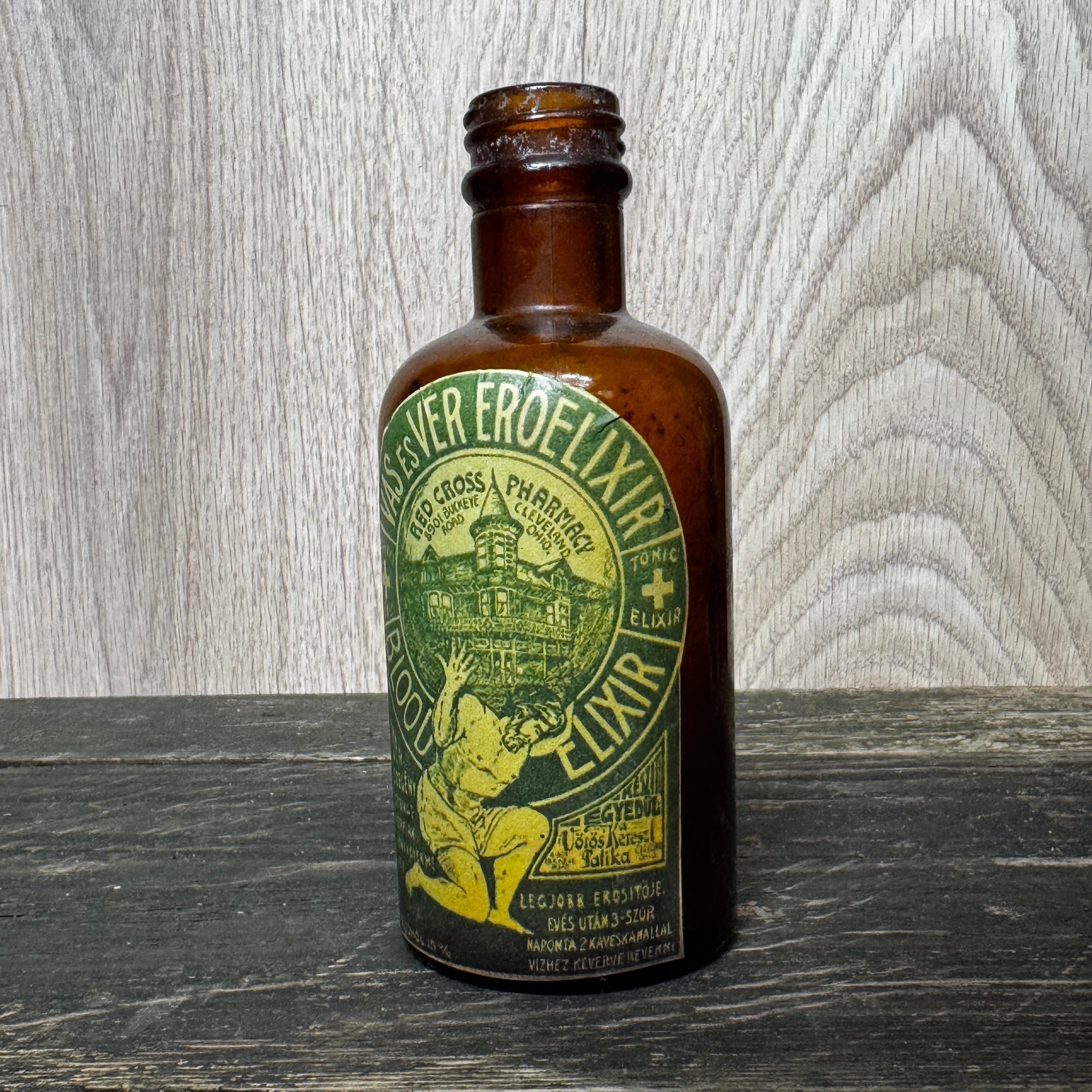 Vintage bottle with Blood Elixir label
