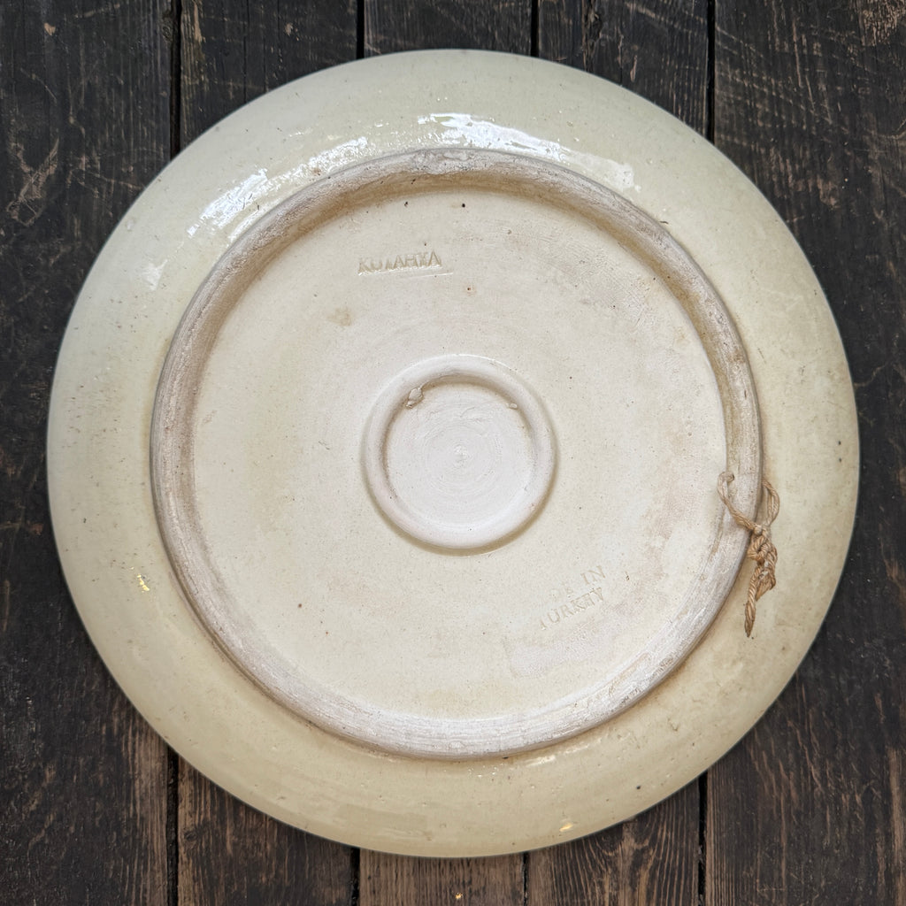 Large Decorative Turkish Hand-Painted Glazed Wall Plate
