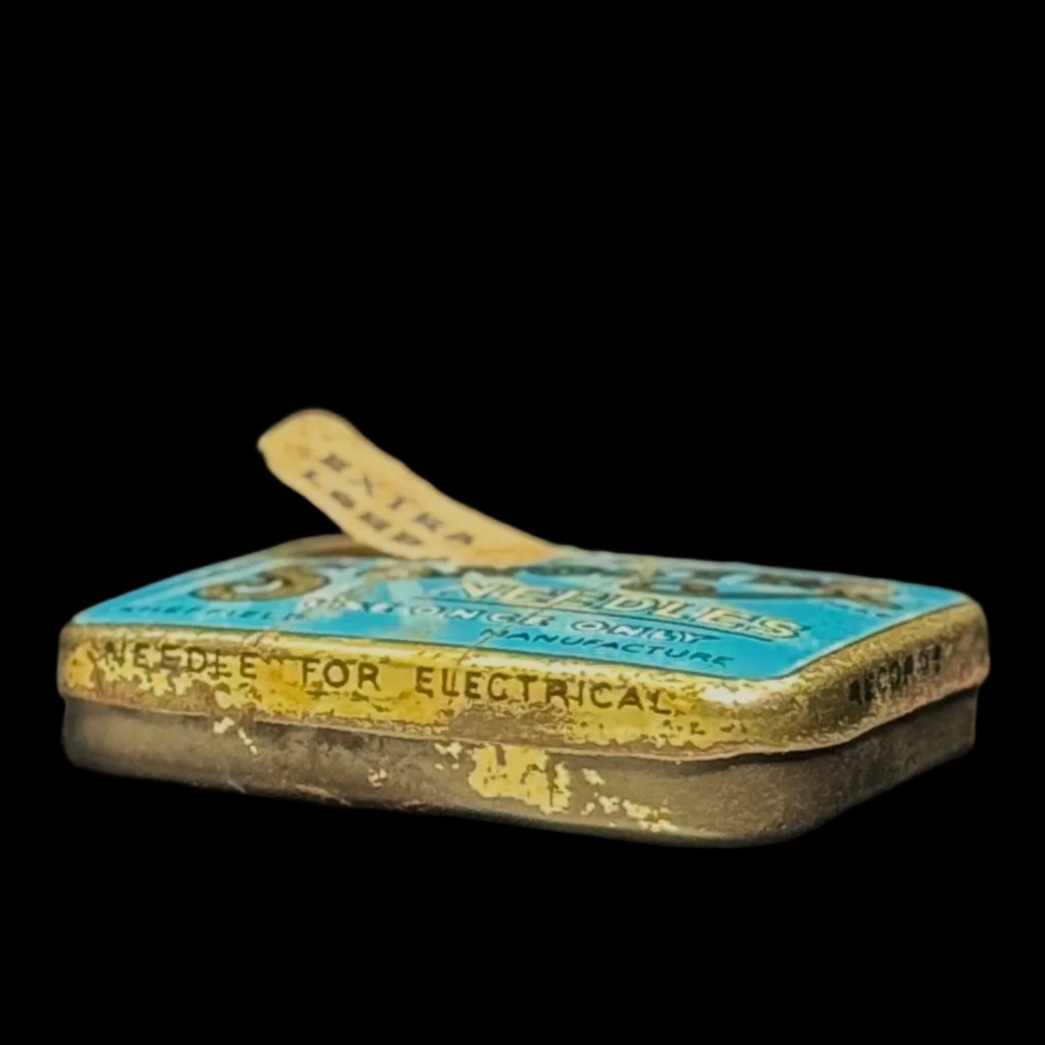 Azure blue, 1930s 'Songster' tin of gramophone needles