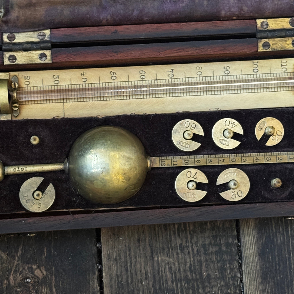 Early 1800s Sikes’ Hydrometer in Wooden and Bone Case