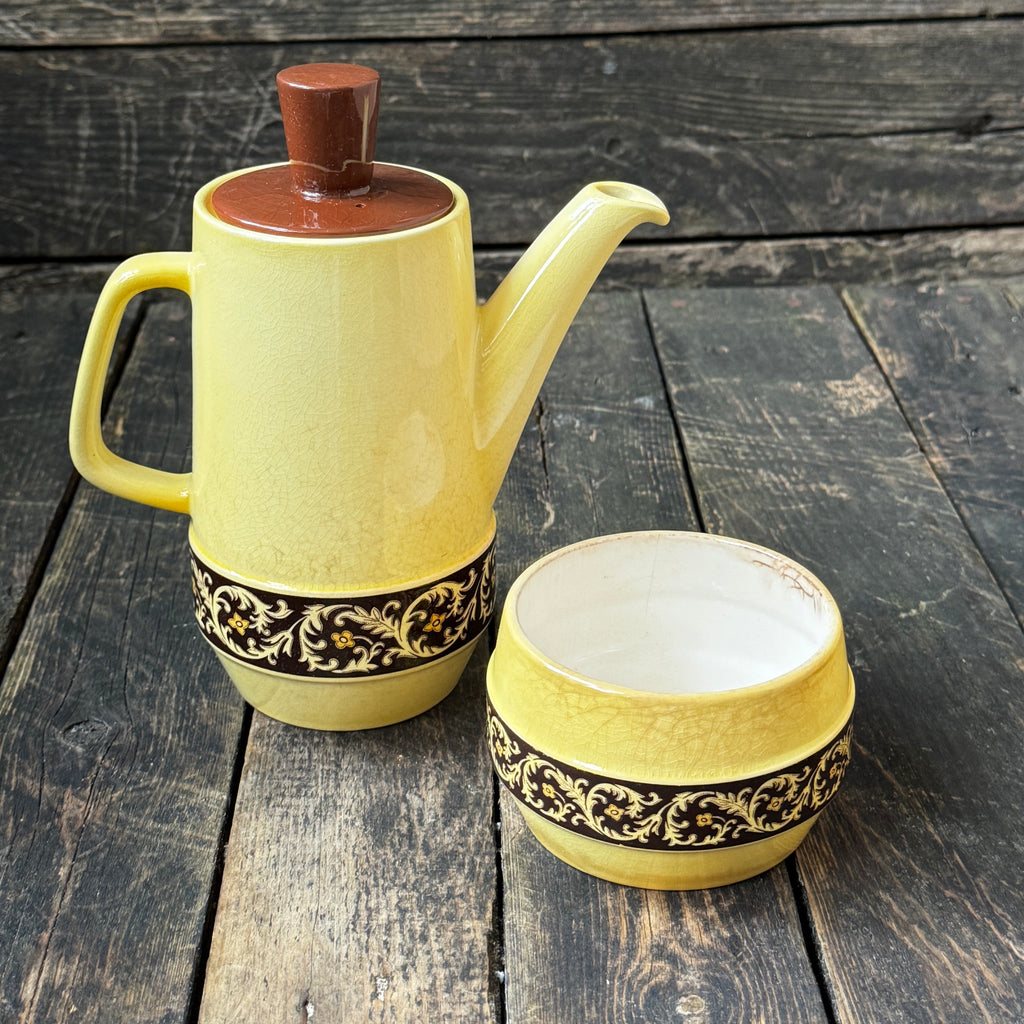 Mid-Century Carlton Ware Ceramic Coffee Pot & Sugar Bowl Set