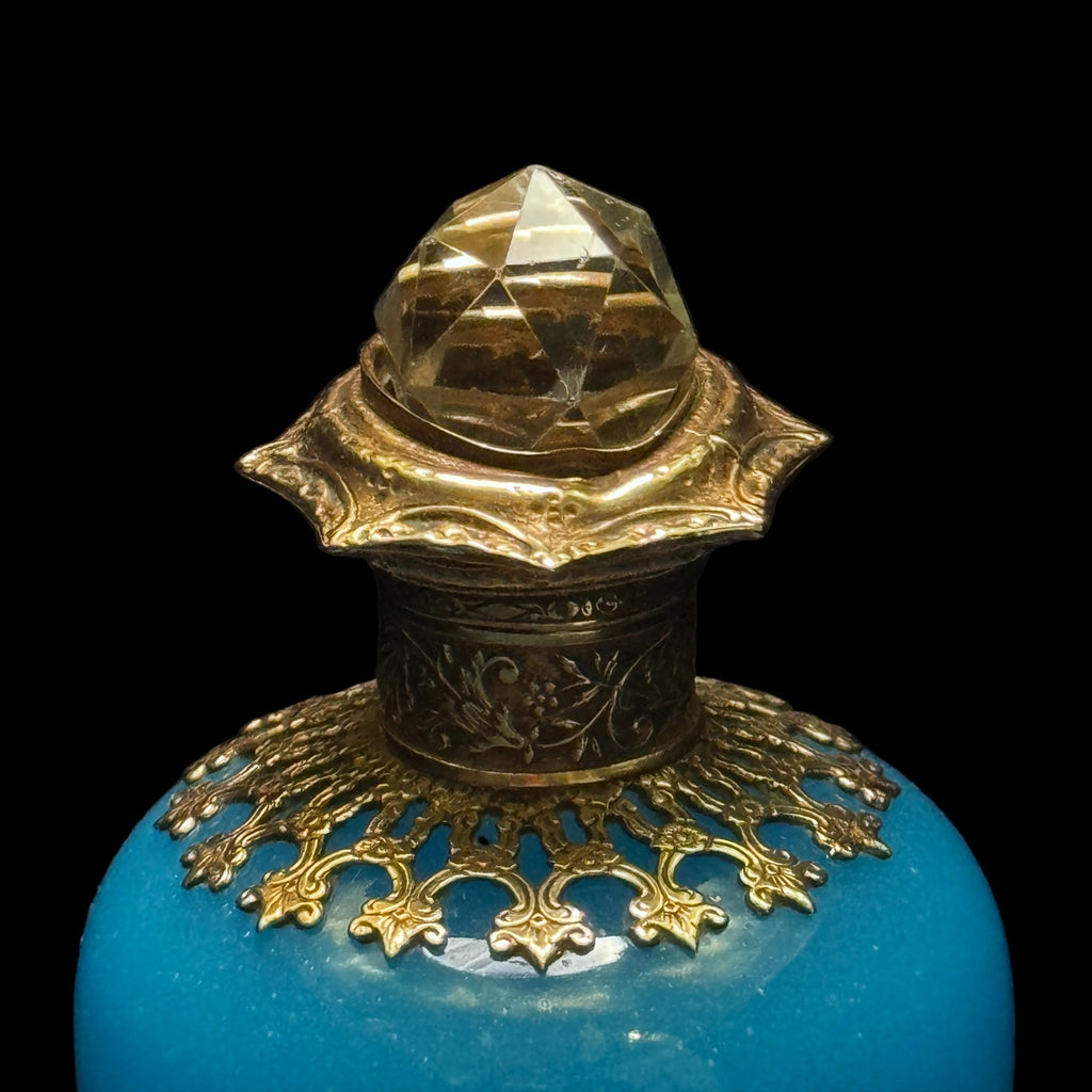 Matching pair of Napoleon III opaline Grand Tour scent bottles