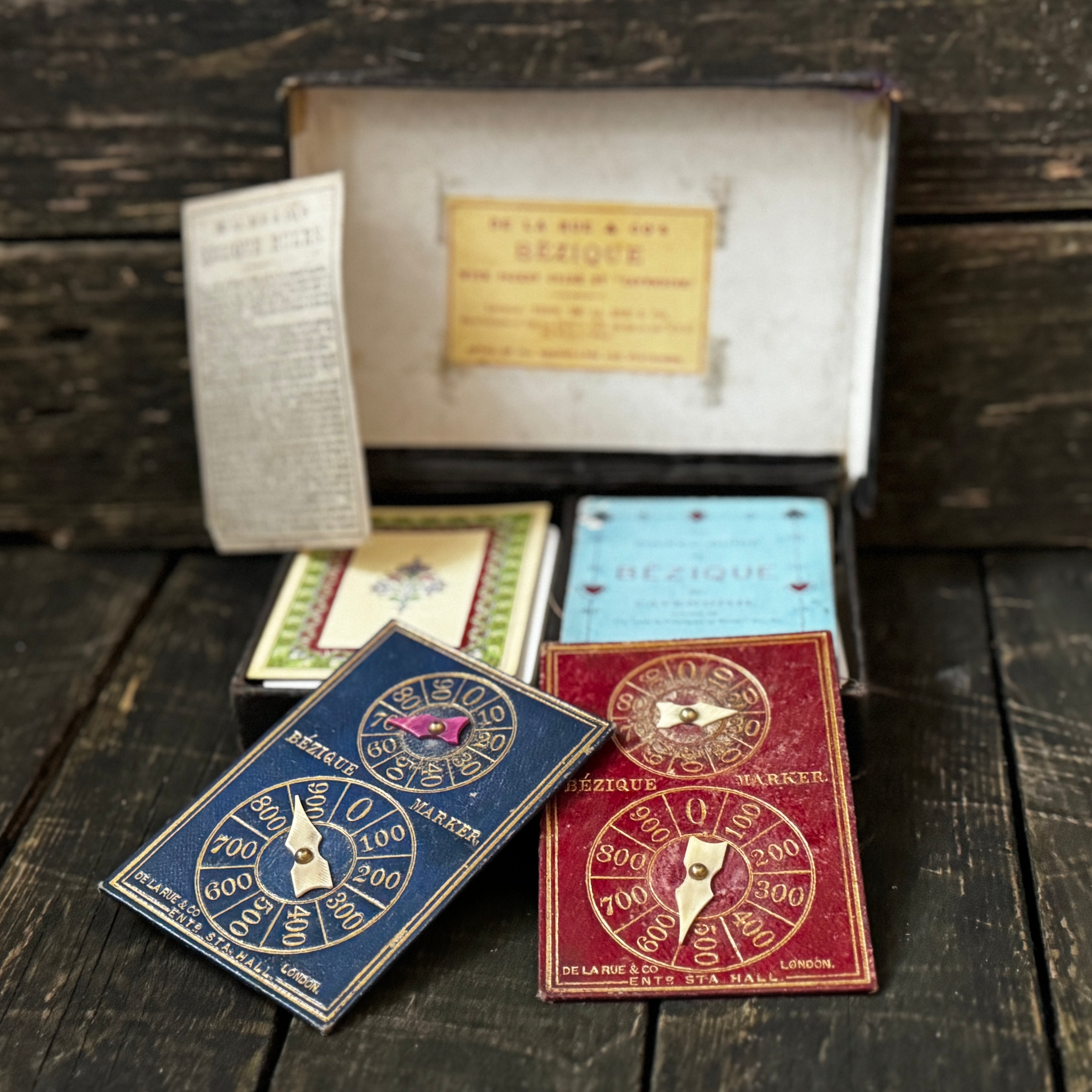 Mid-nineteenth century (1860s) edition of the popular card game Bezique, in original box with instructions etc