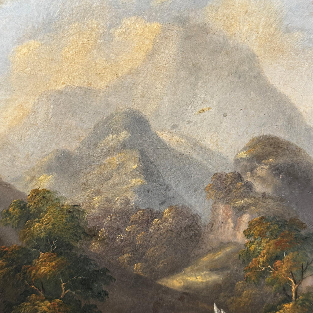 Nineteenth century oil on board Scottish landscape painting