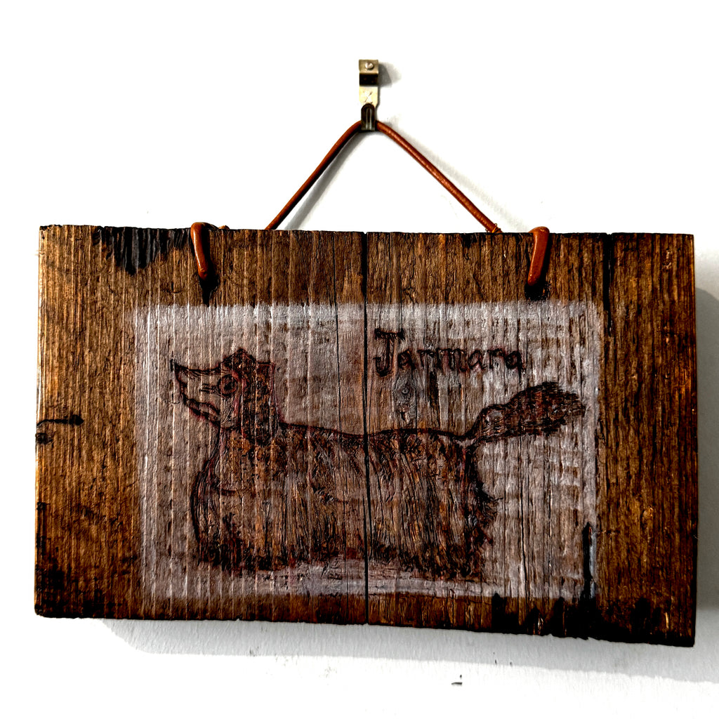 Witch’s Familiar ‘Jarmara’, Handmade, Reclaimed Wood, Woodcut Wall Hanging