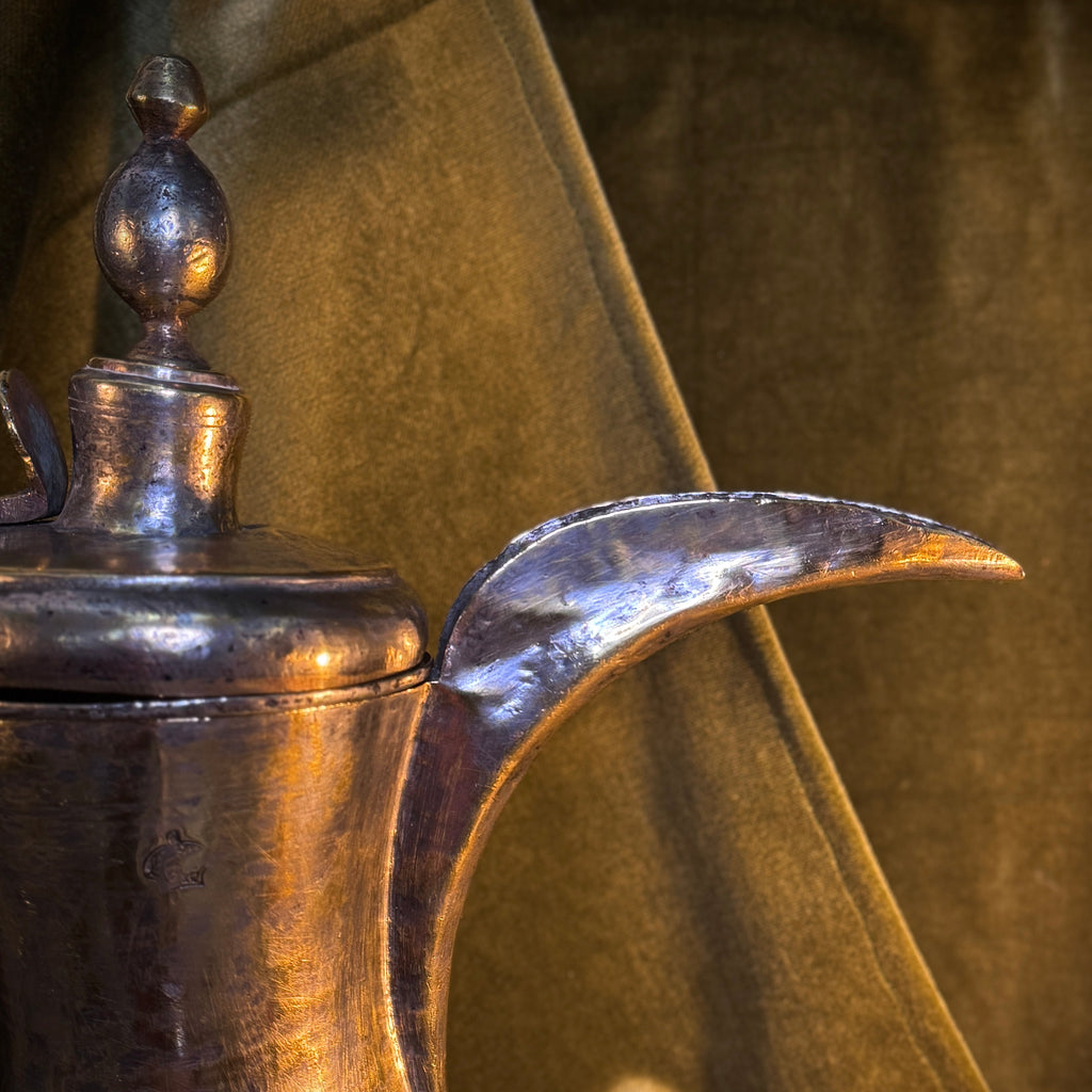 Handmade silver-plated Syrian Bedouin dallah of late 18th century