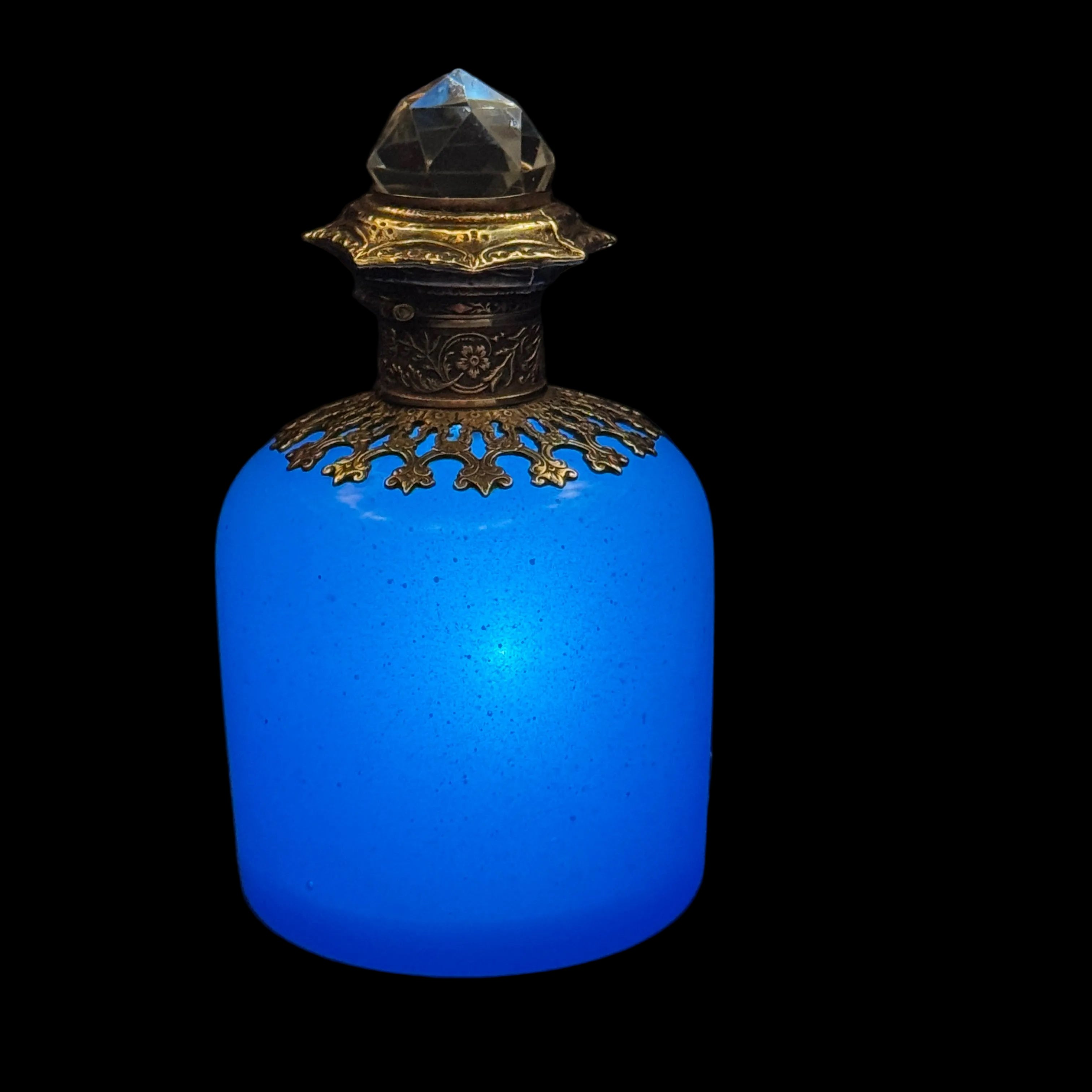 Matching pair of Napoleon III opaline Grand Tour scent bottles