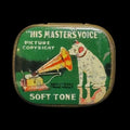 Iconic, collectible early 20th century 'His Master's Voice' tin of gramophone needles (soft tone)