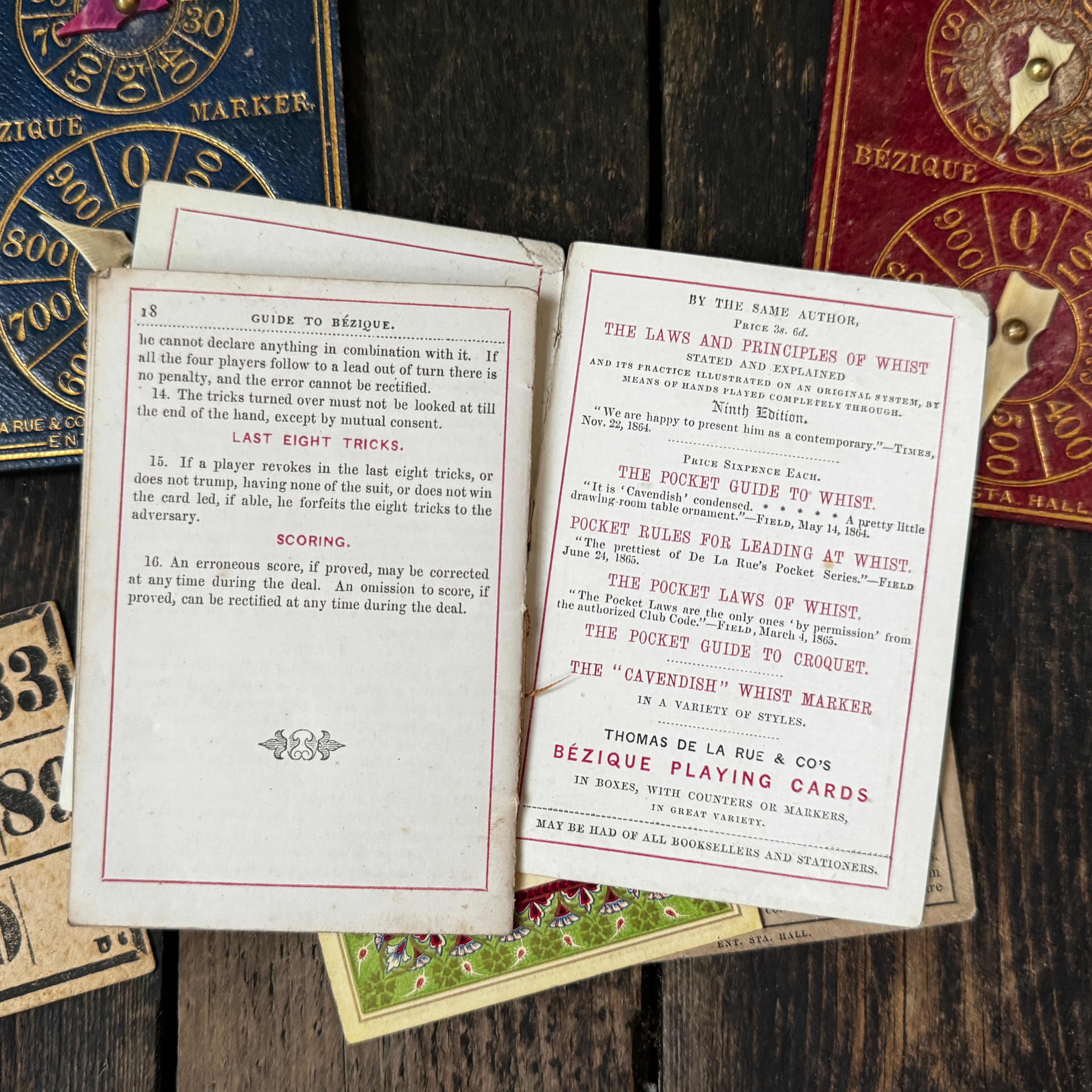 Mid-nineteenth century (1860s) edition of the popular card game Bezique, in original box with instructions etc