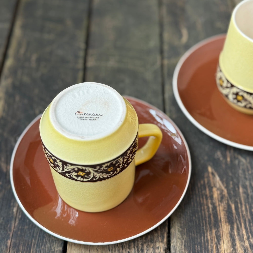 Set of two mid-century coffee cups & saucers