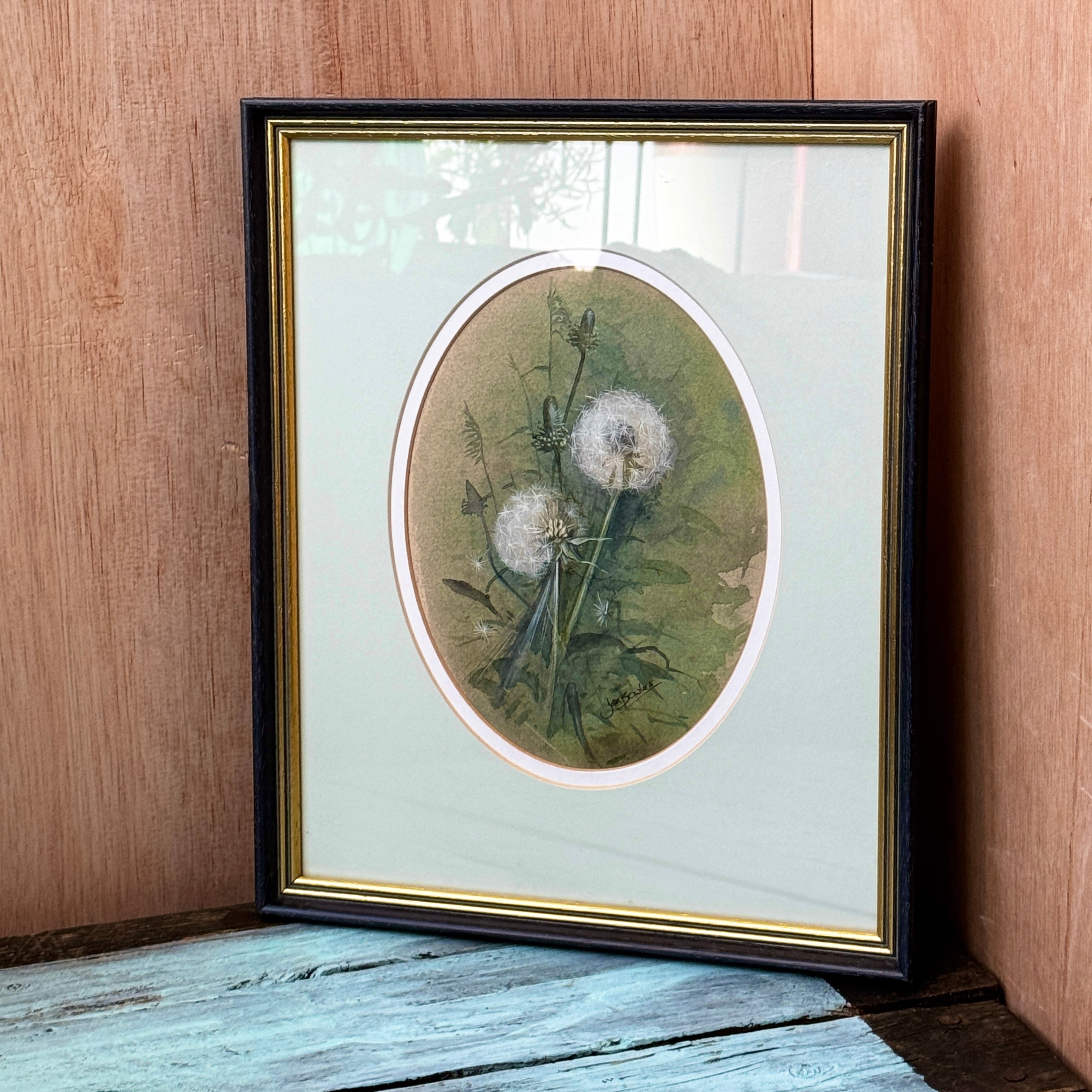 Original Watercolour In Frame, By Artist Jan Bowles. One-Off Wildflower Evocative Artwork