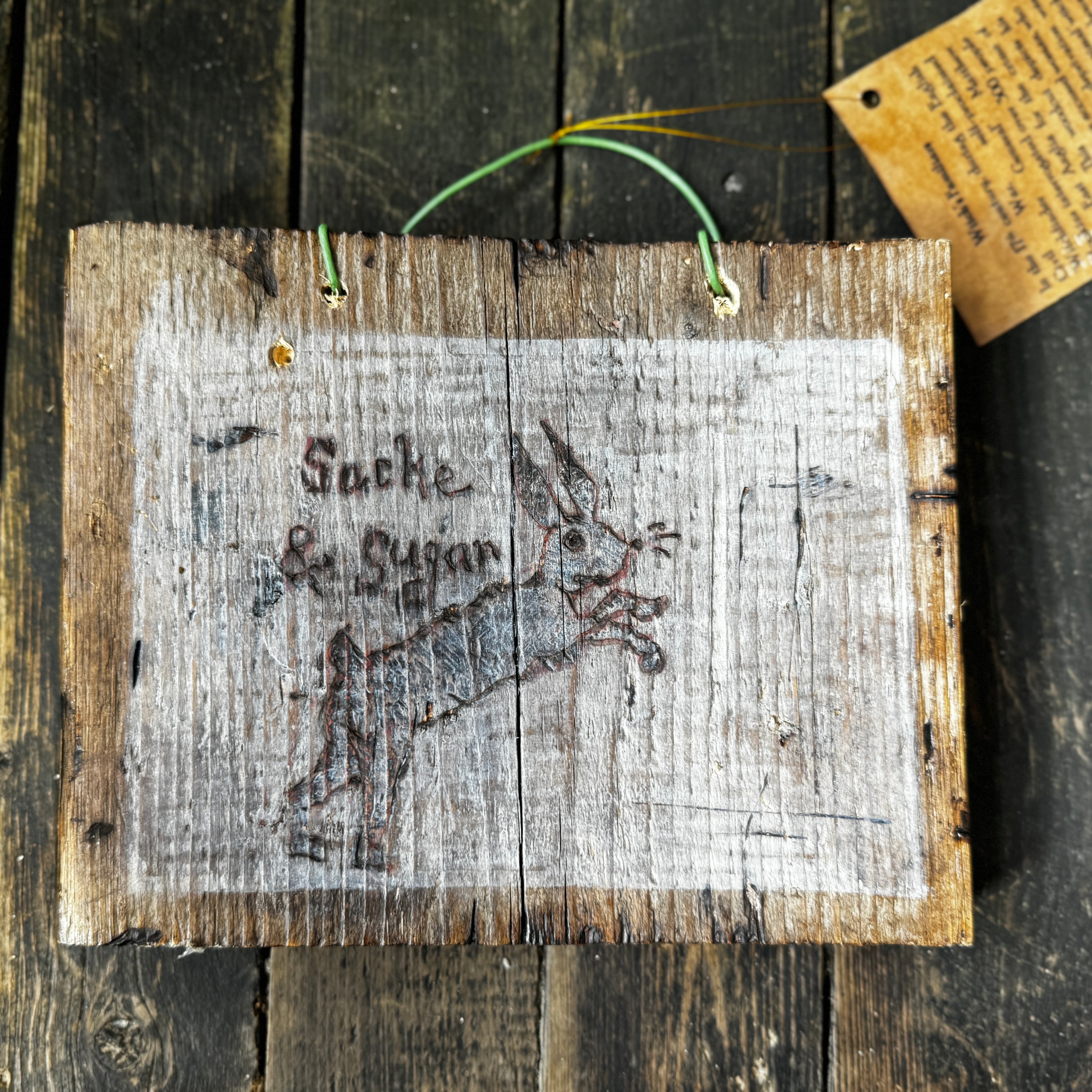 Witch’s Familiar ‘Sacke & Sugar’, Handmade, Reclaimed Wood, Woodcut Wall Hanging