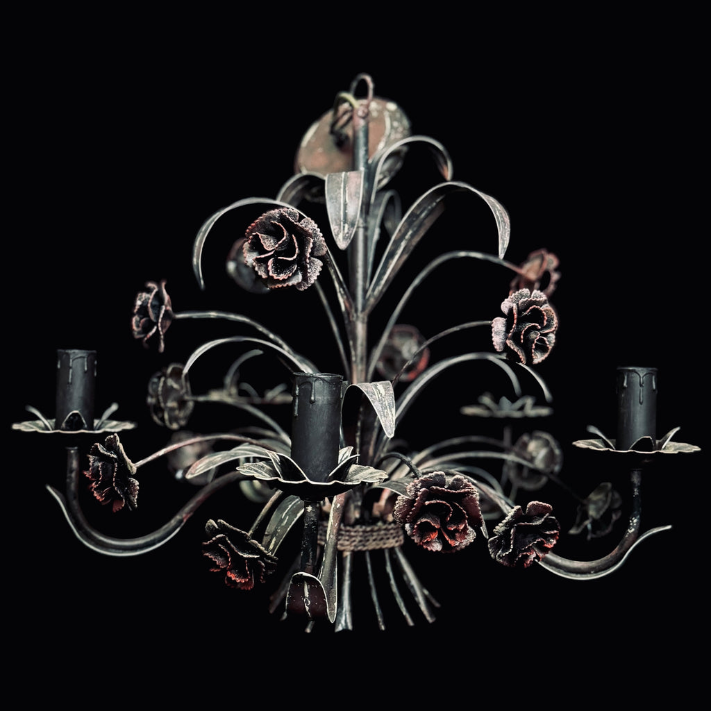 Hand-painted metal dark flower chandelier